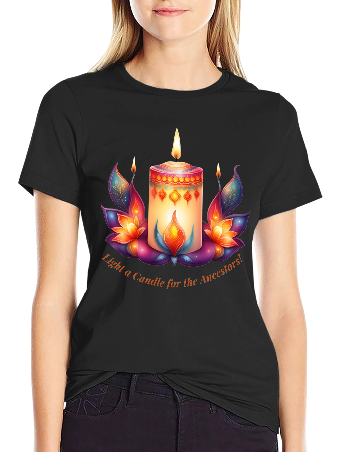 Ancestral Light T-Shirt - Candle & Lotus Design