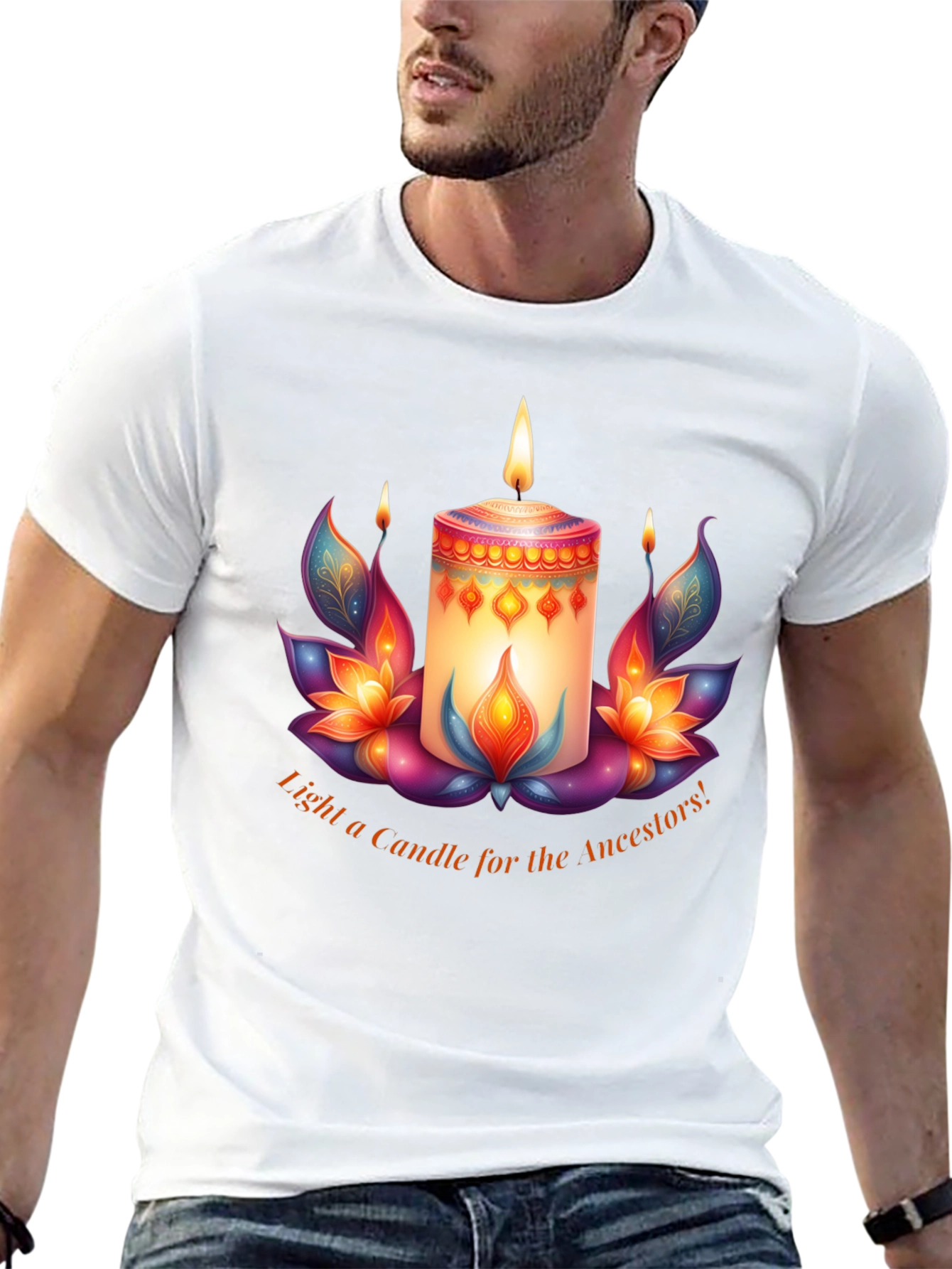 Ancestral Light T-Shirt - Candle & Lotus Design