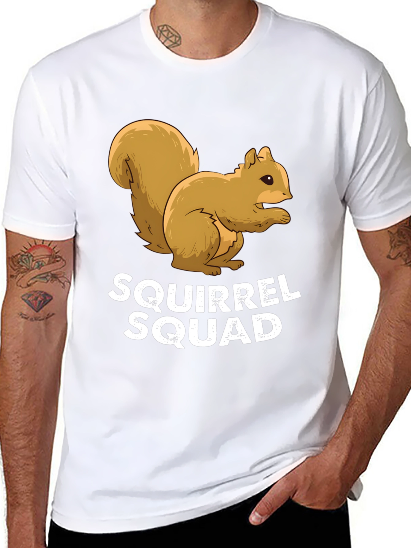 Squirrel Squad Graphic Tee - Black Crew Neck Shirt