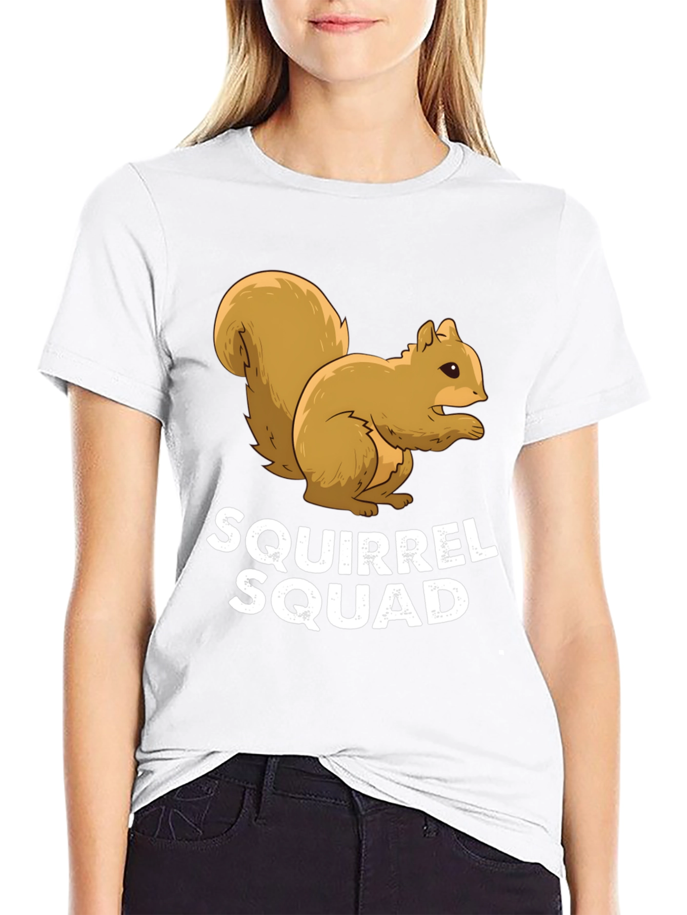 Squirrel Squad Graphic Tee - Black Crew Neck Shirt