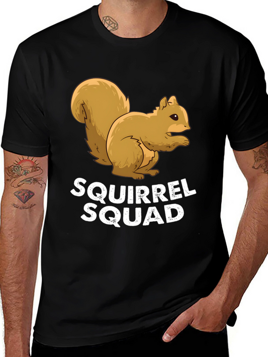 Squirrel Squad Graphic Tee - Black Crew Neck Shirt