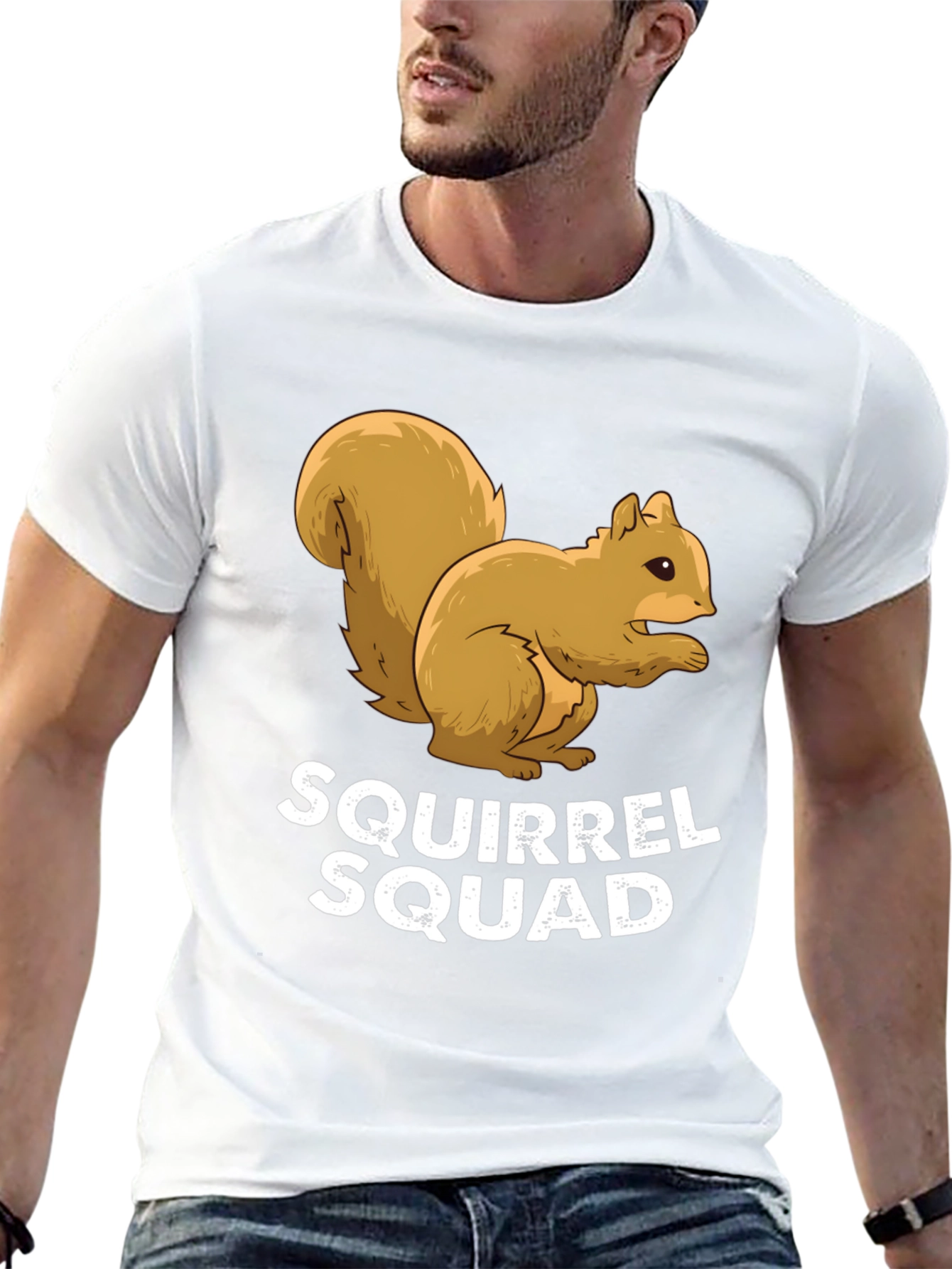 Squirrel Squad Graphic Tee - Black Crew Neck Shirt
