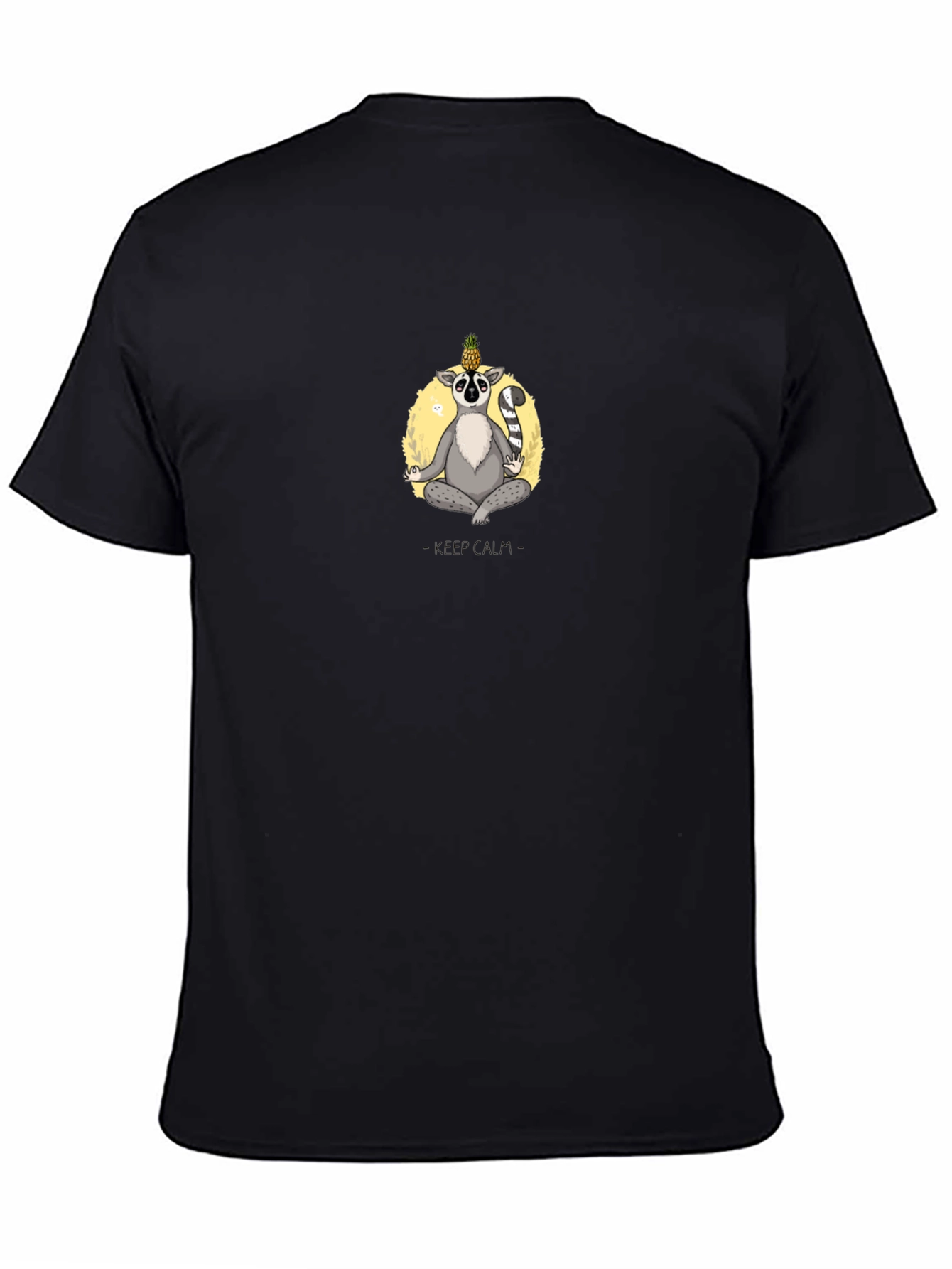 Zen Lemur Black T-Shirt: Meditating Animal Graphic Tee