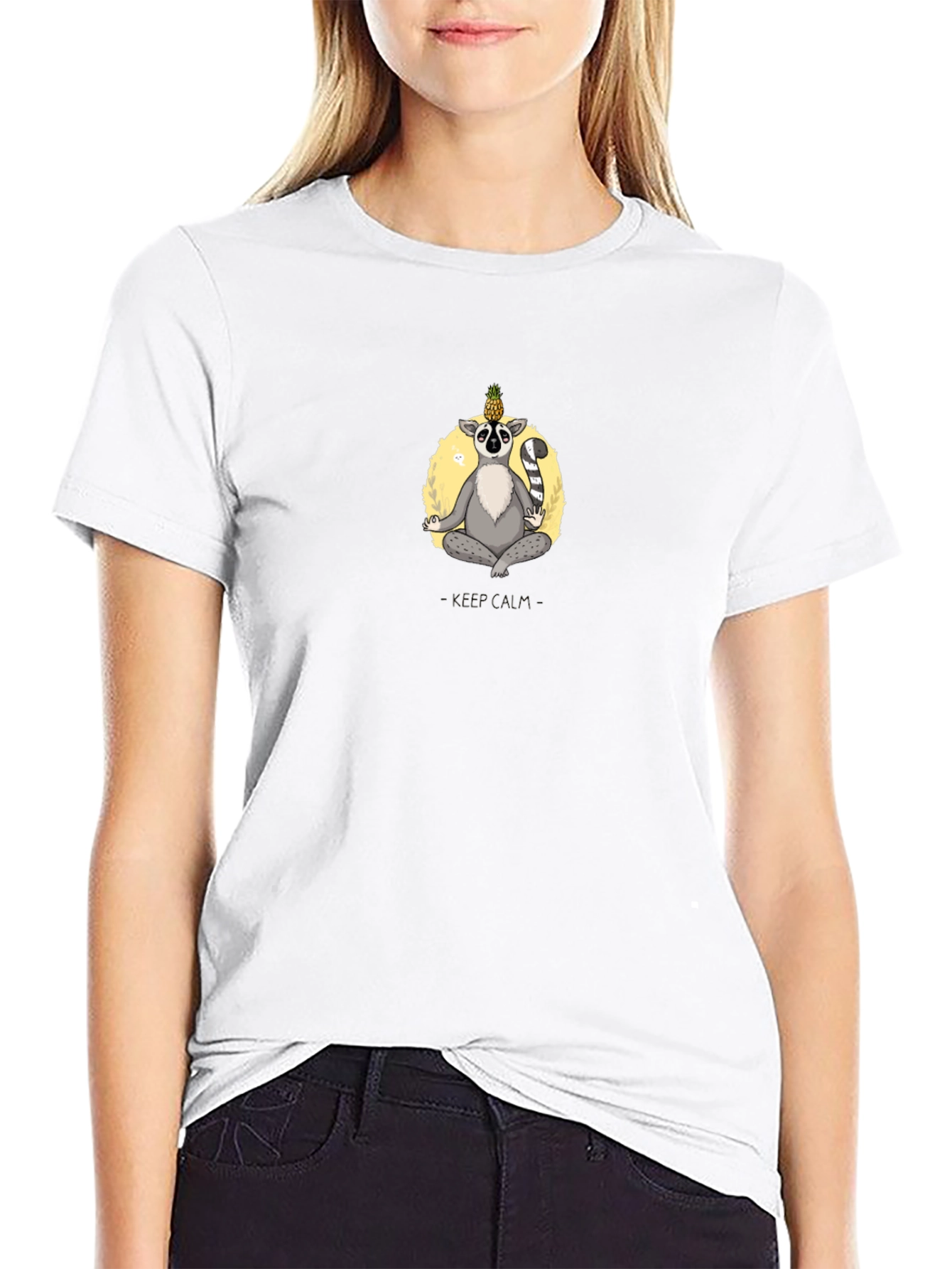 Zen Lemur Black T-Shirt: Meditating Animal Graphic Tee