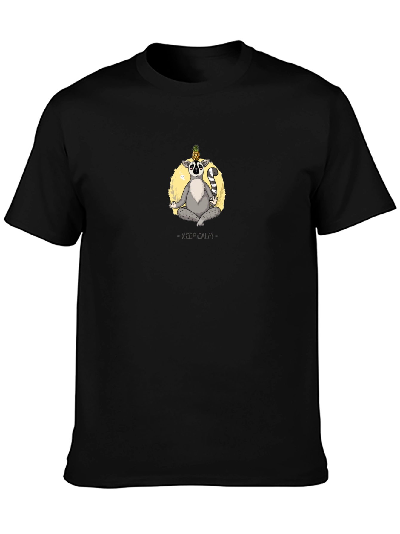 Zen Lemur Black T-Shirt: Meditating Animal Graphic Tee