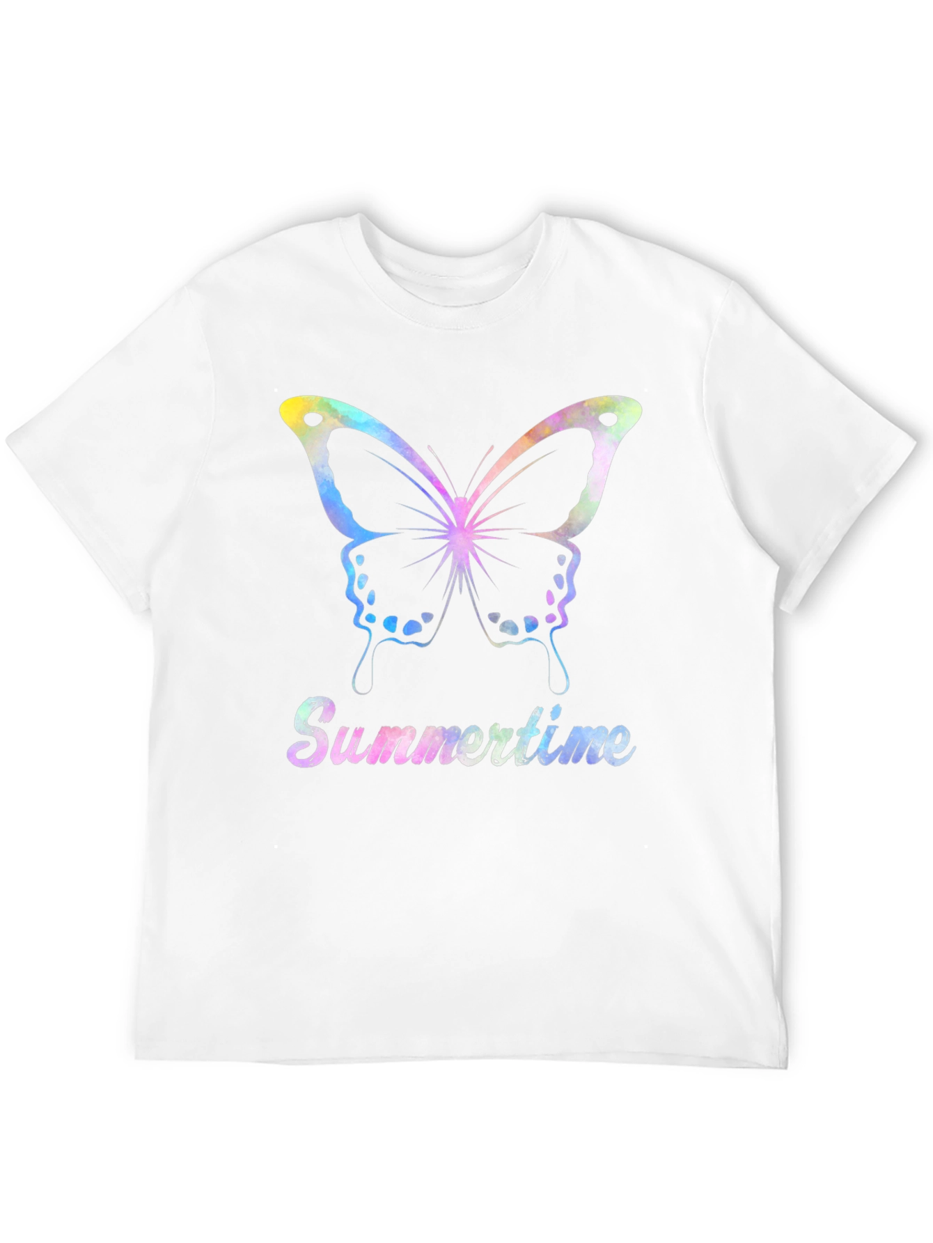 Summertime Butterfly Graphic Tee - Black Casual Shirt