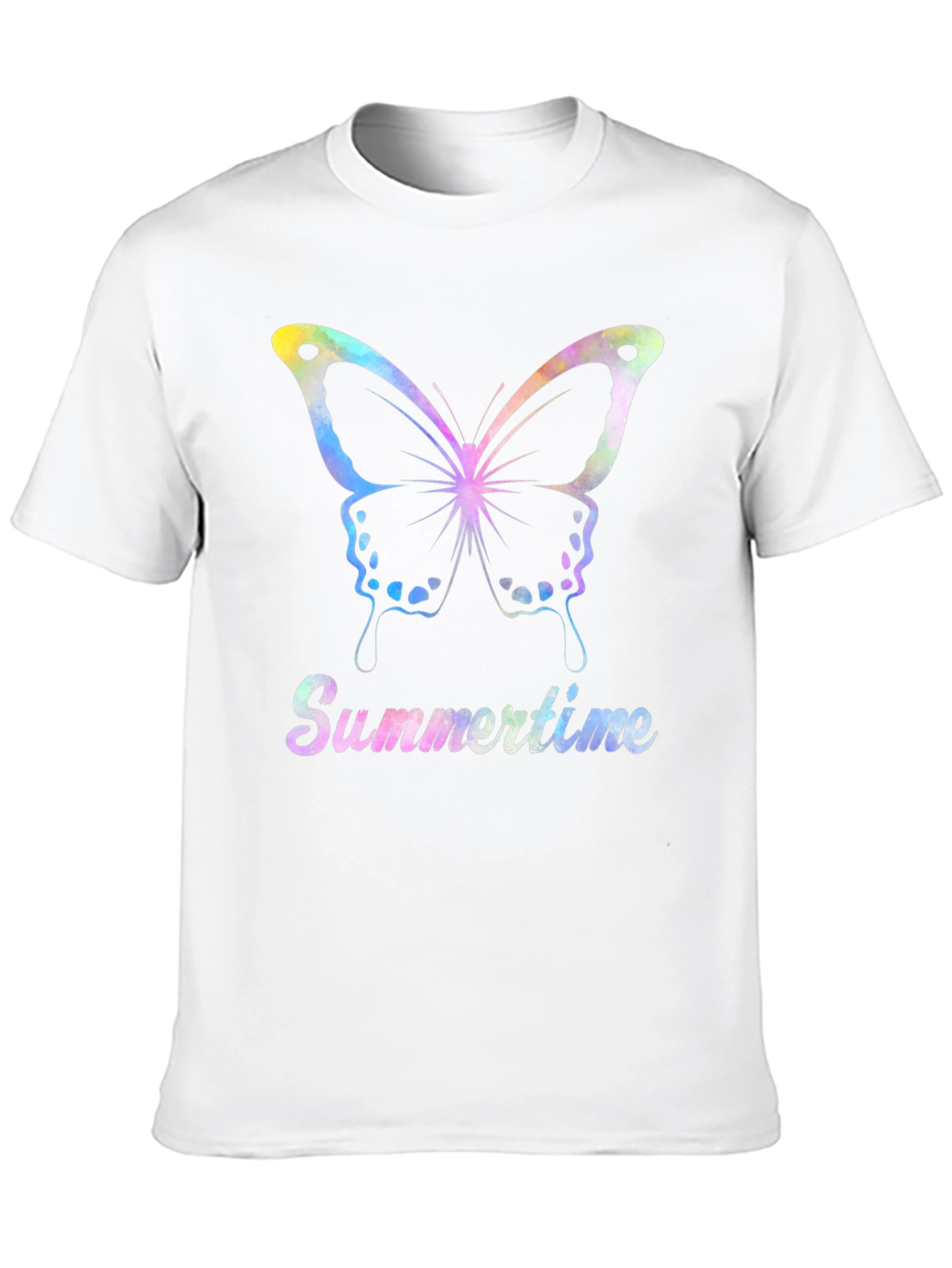 Summertime Butterfly Graphic Tee - Black Casual Shirt