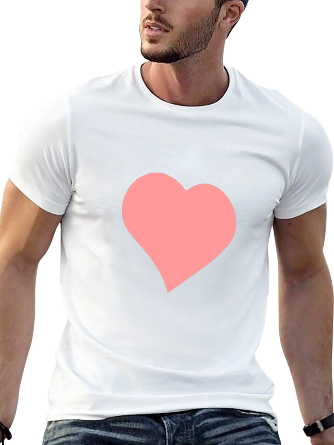 Black T-Shirt with Pink Heart Graphic