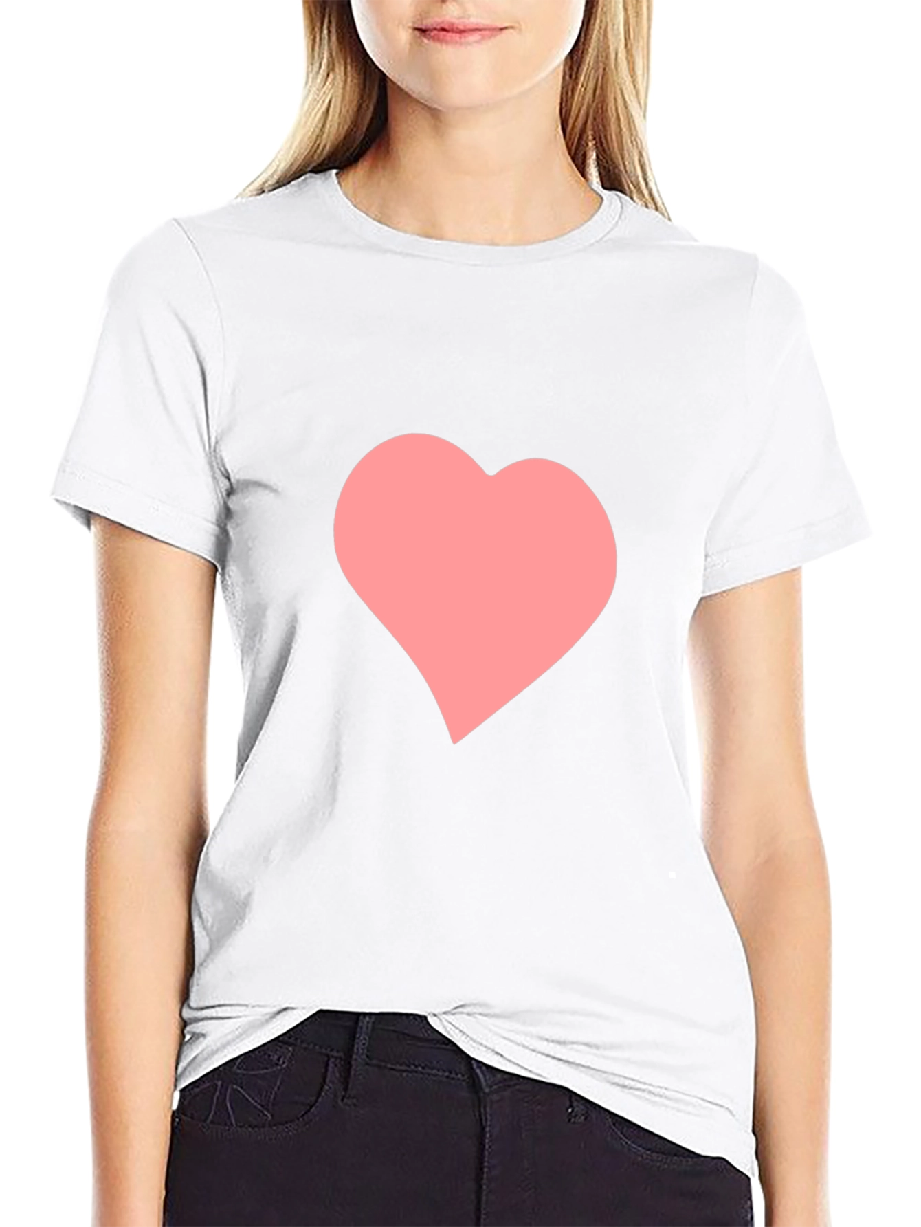 Black T-Shirt with Pink Heart Graphic