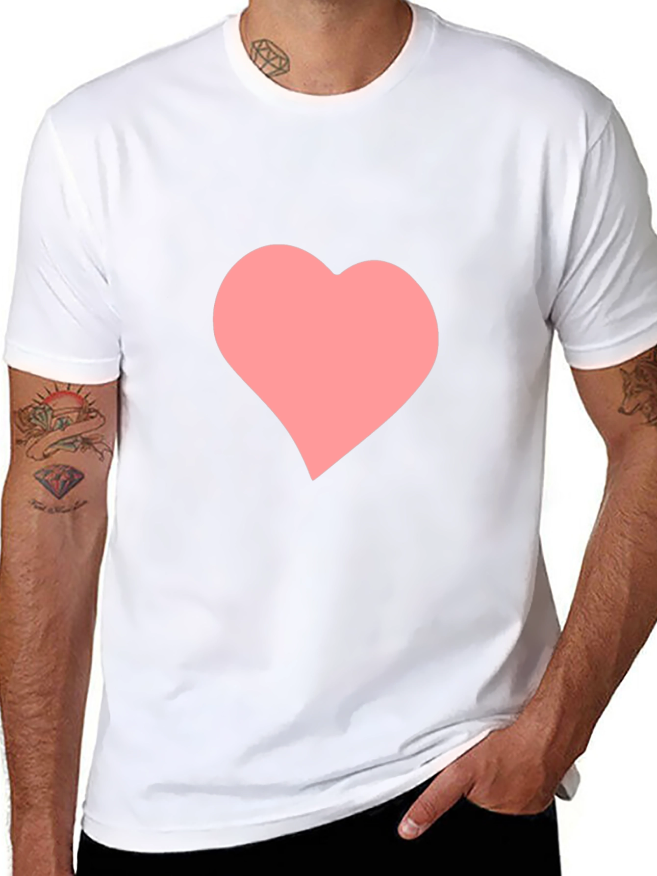 Black T-Shirt with Pink Heart Graphic