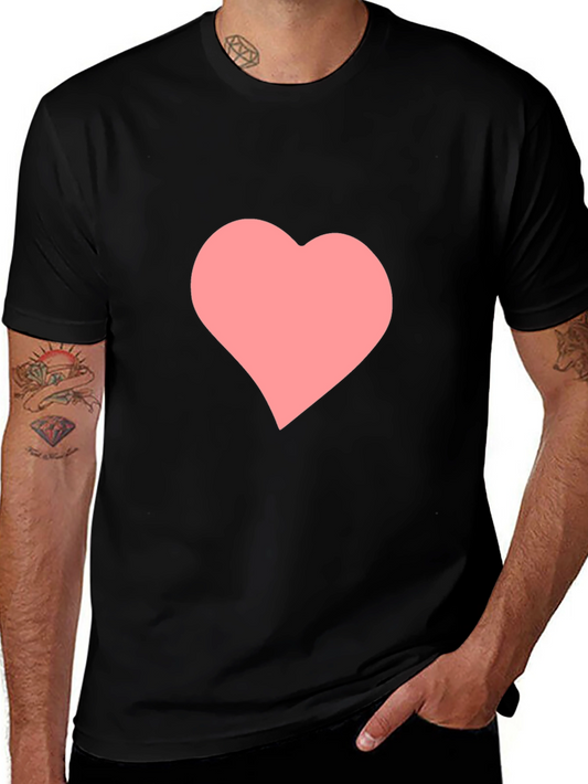 Black T-Shirt with Pink Heart Graphic