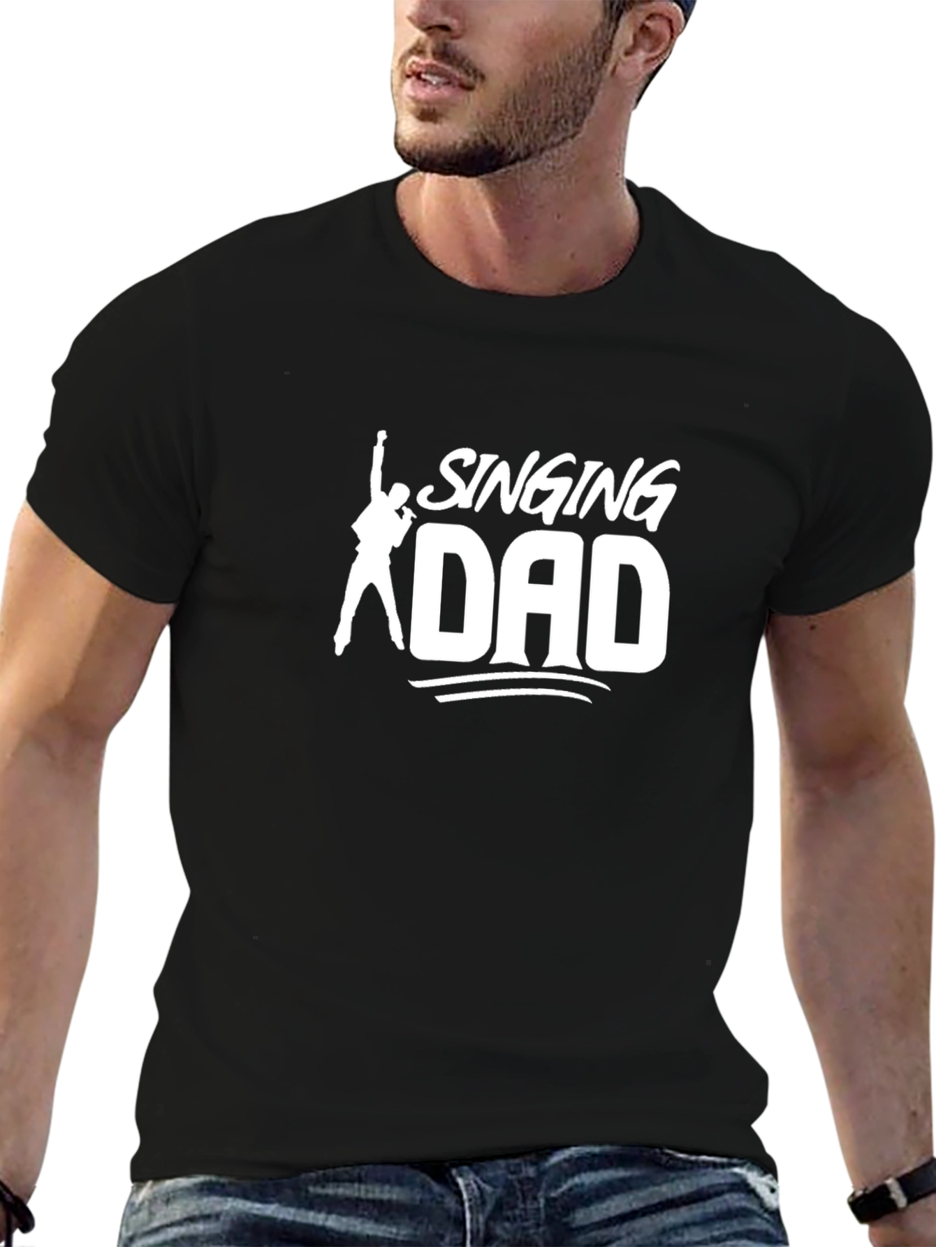 Singing Dad Graphic Tee - Black Cotton T-Shirt