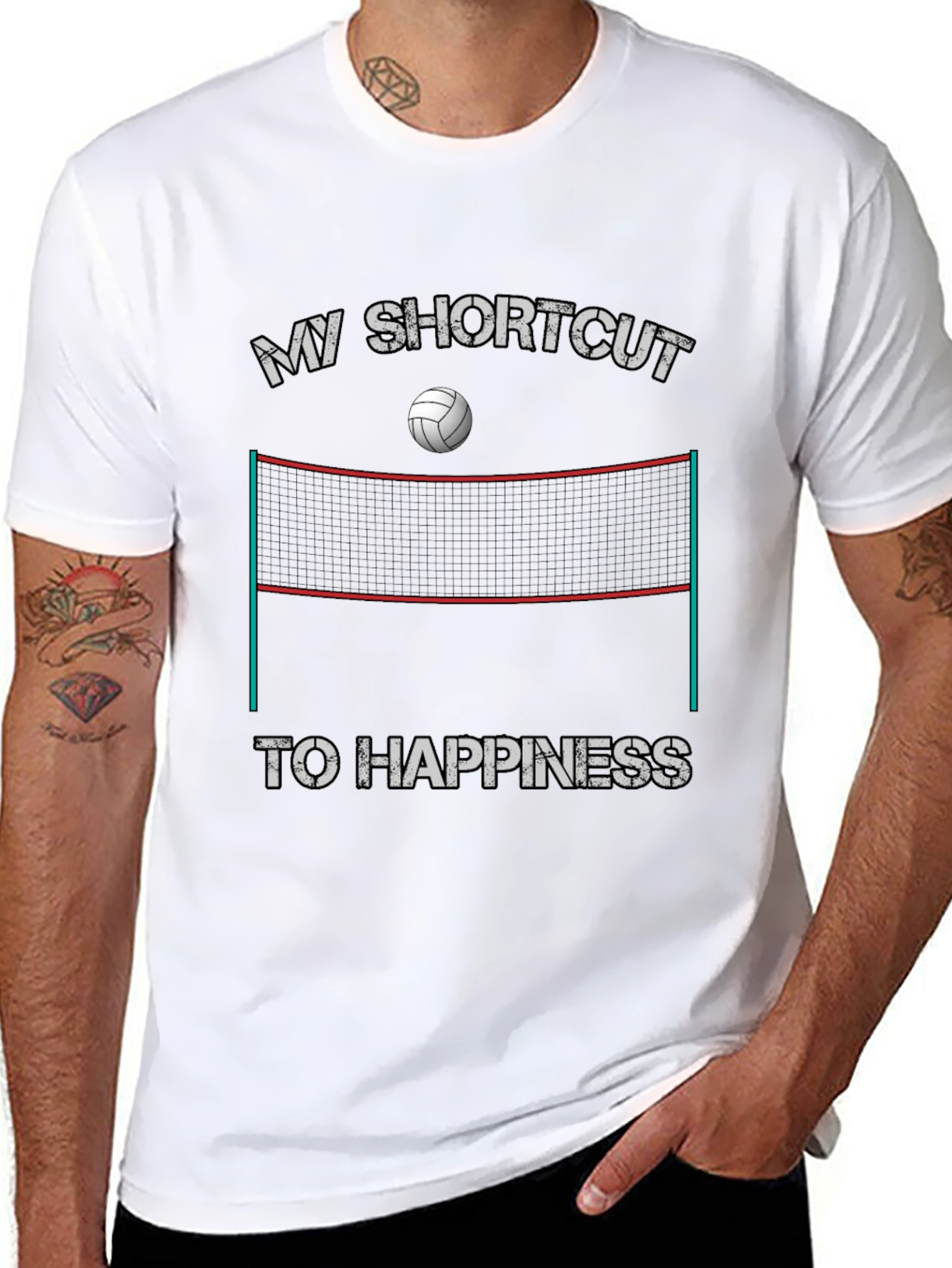 Volleyball Shortcut to Happiness Graphic Tee
