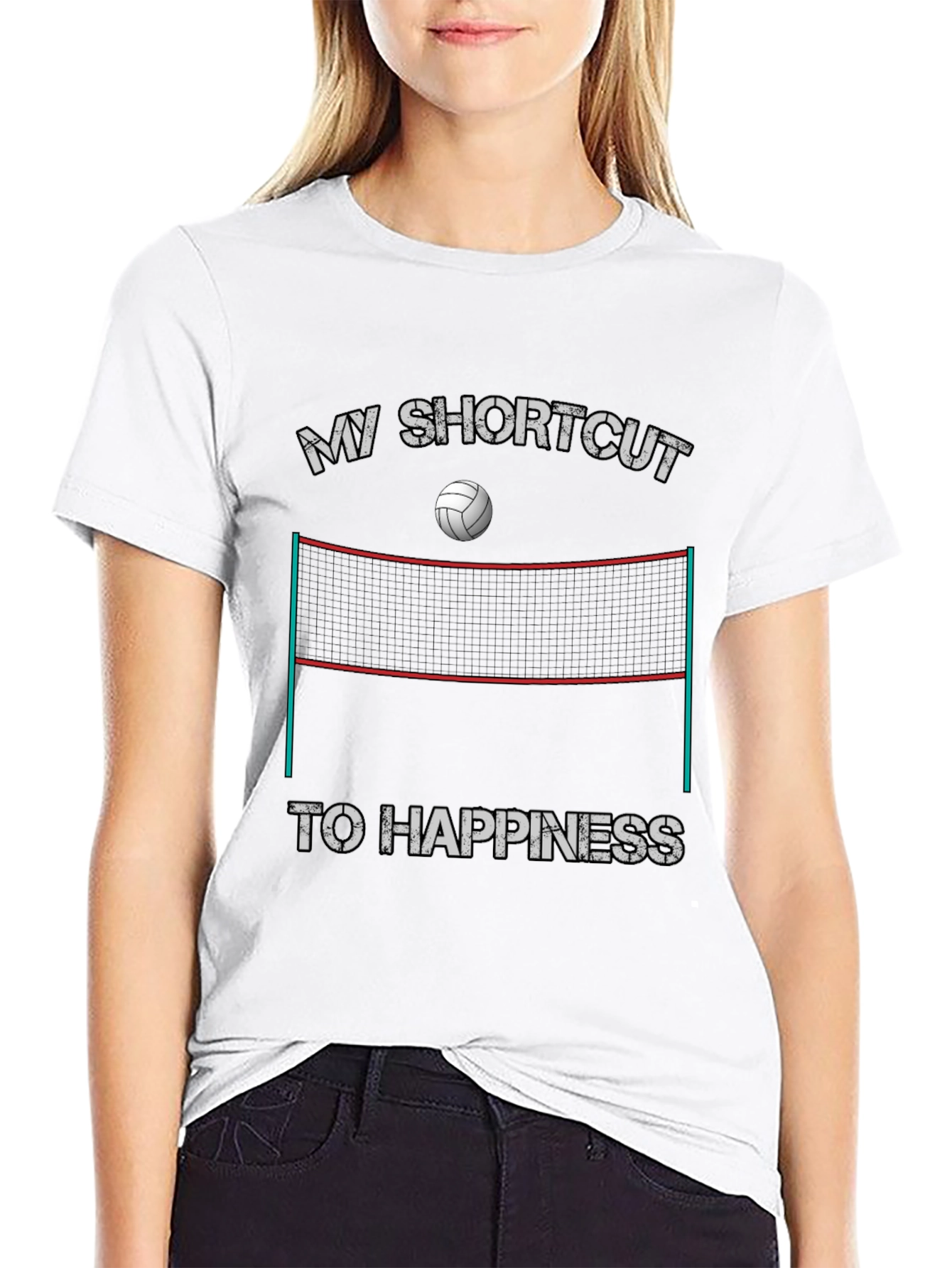 Volleyball Shortcut to Happiness Graphic Tee