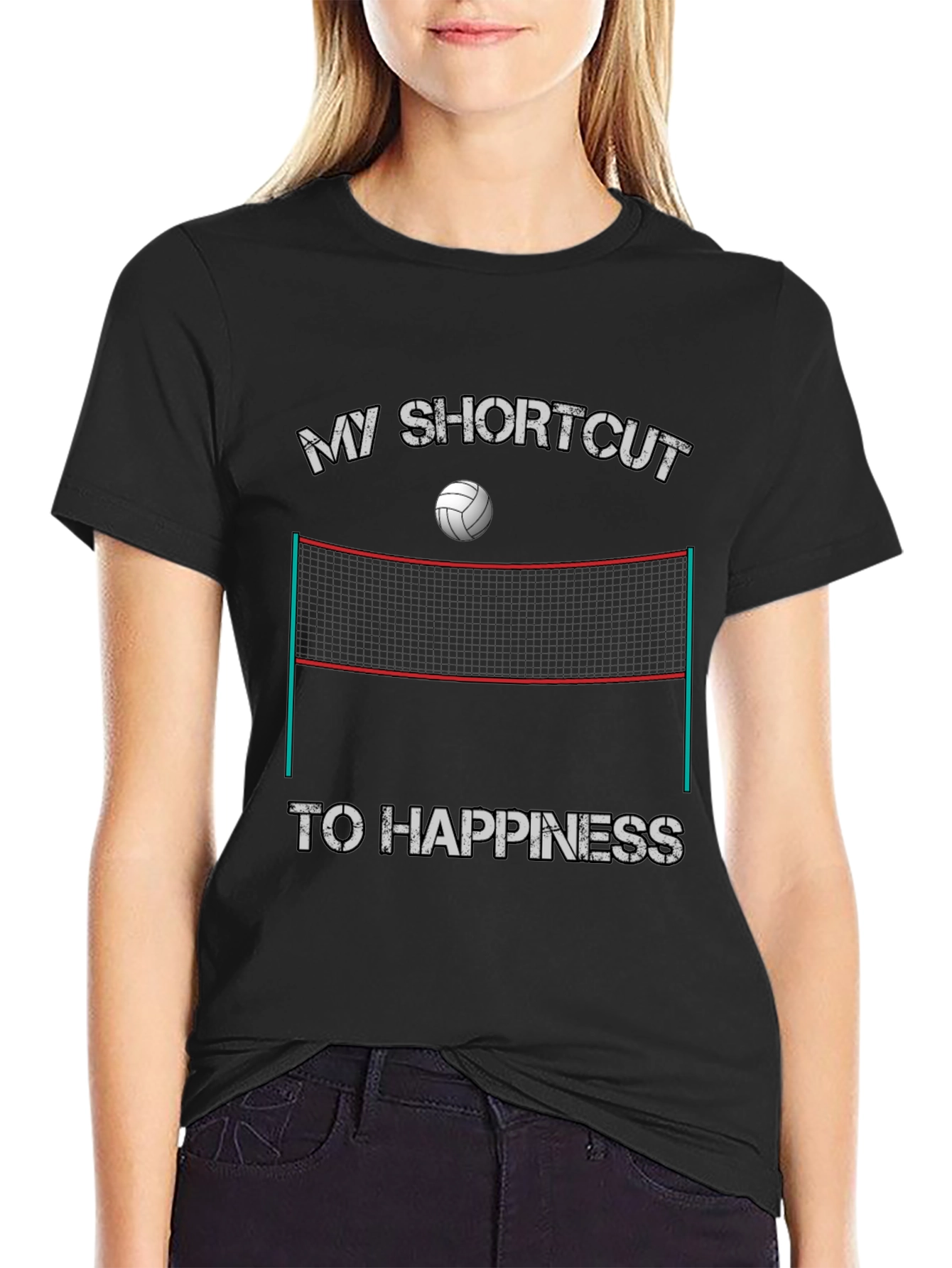 Volleyball Shortcut to Happiness Graphic Tee