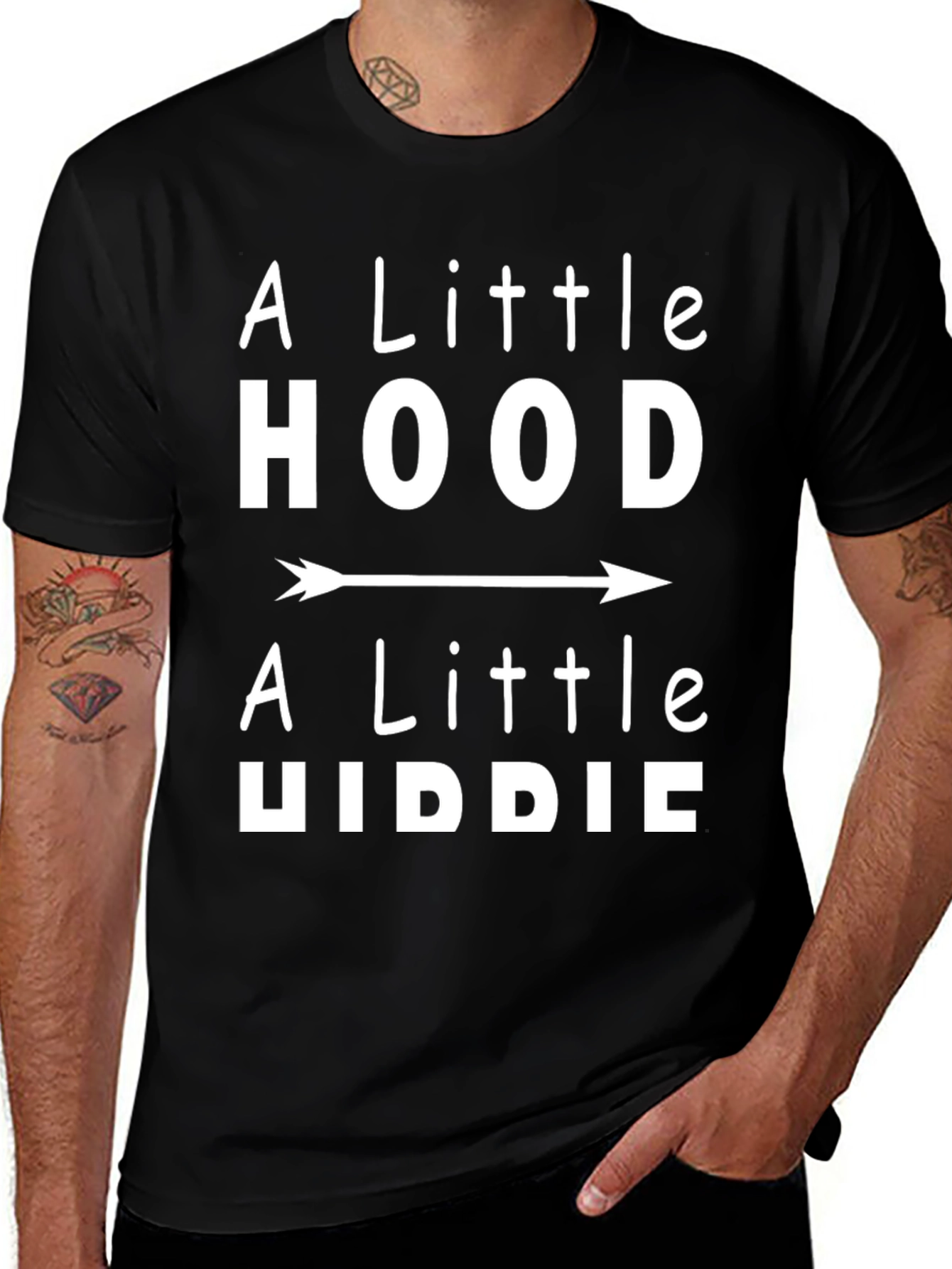 A Little Hood A Little Hippie Black Graphic Tee