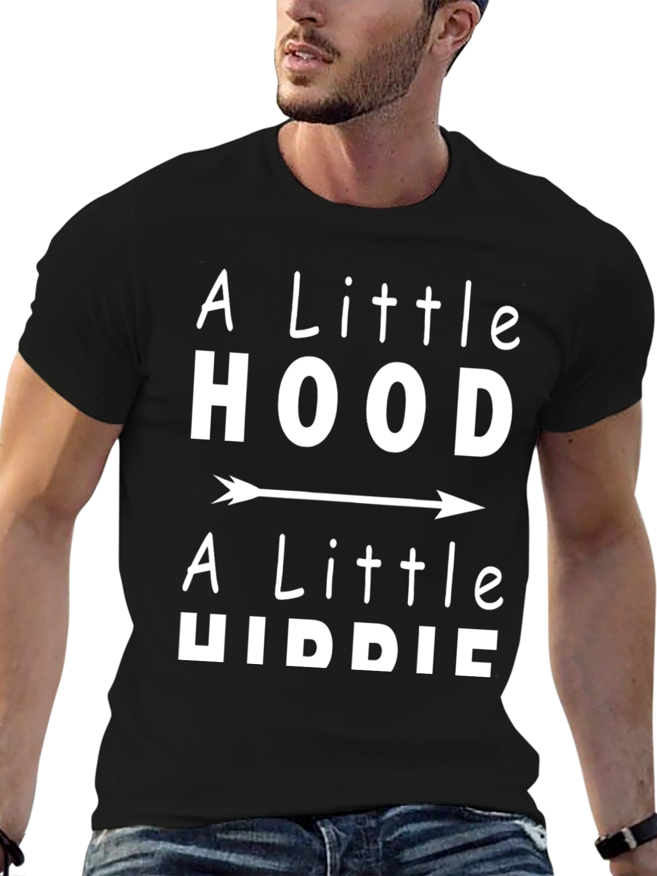 A Little Hood A Little Hippie Black Graphic Tee