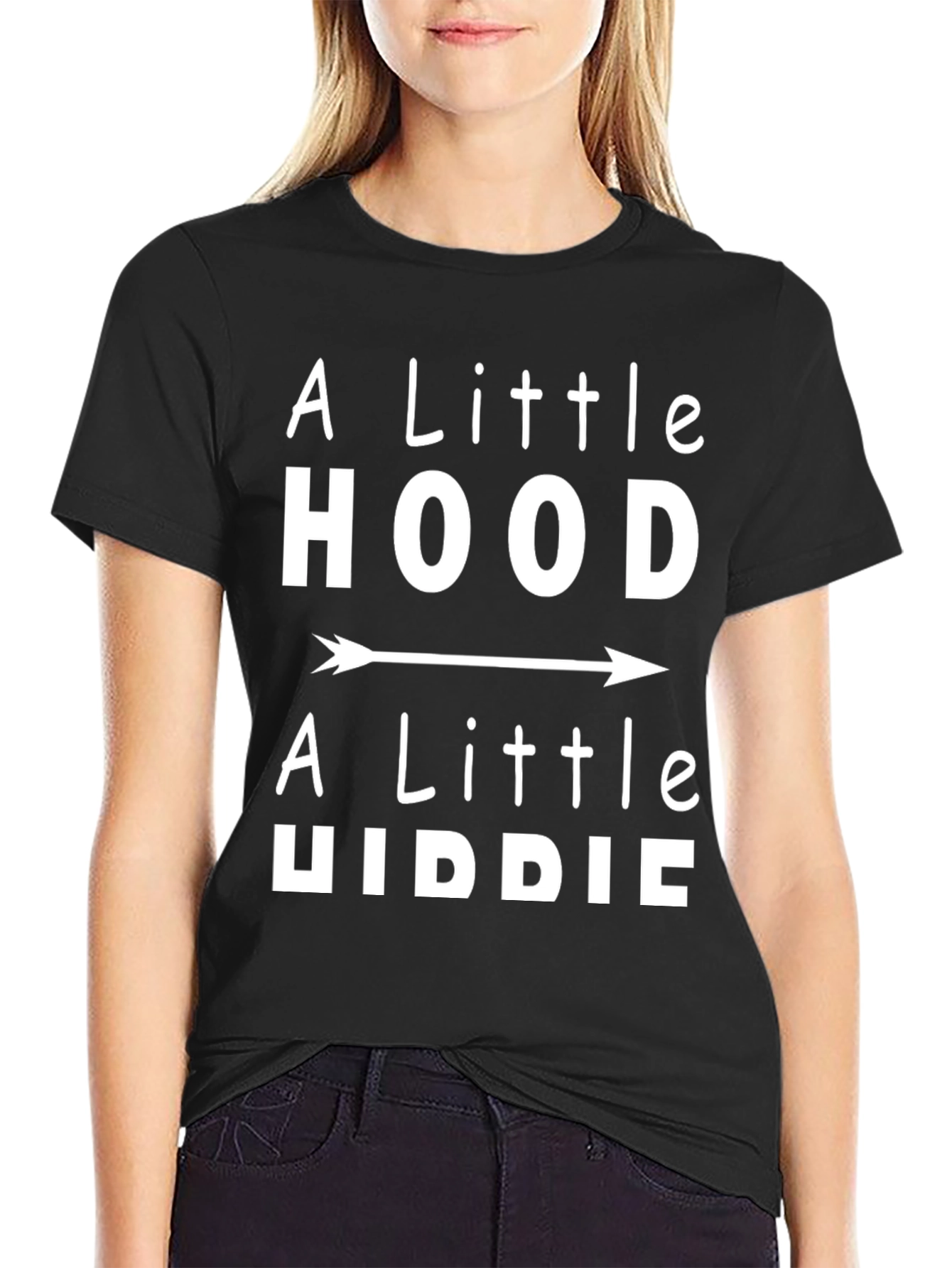 A Little Hood A Little Hippie Black Graphic Tee
