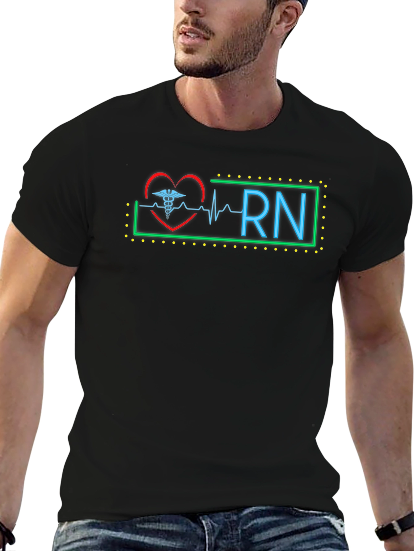 RN Nurse Heartbeat Graphic T-Shirt