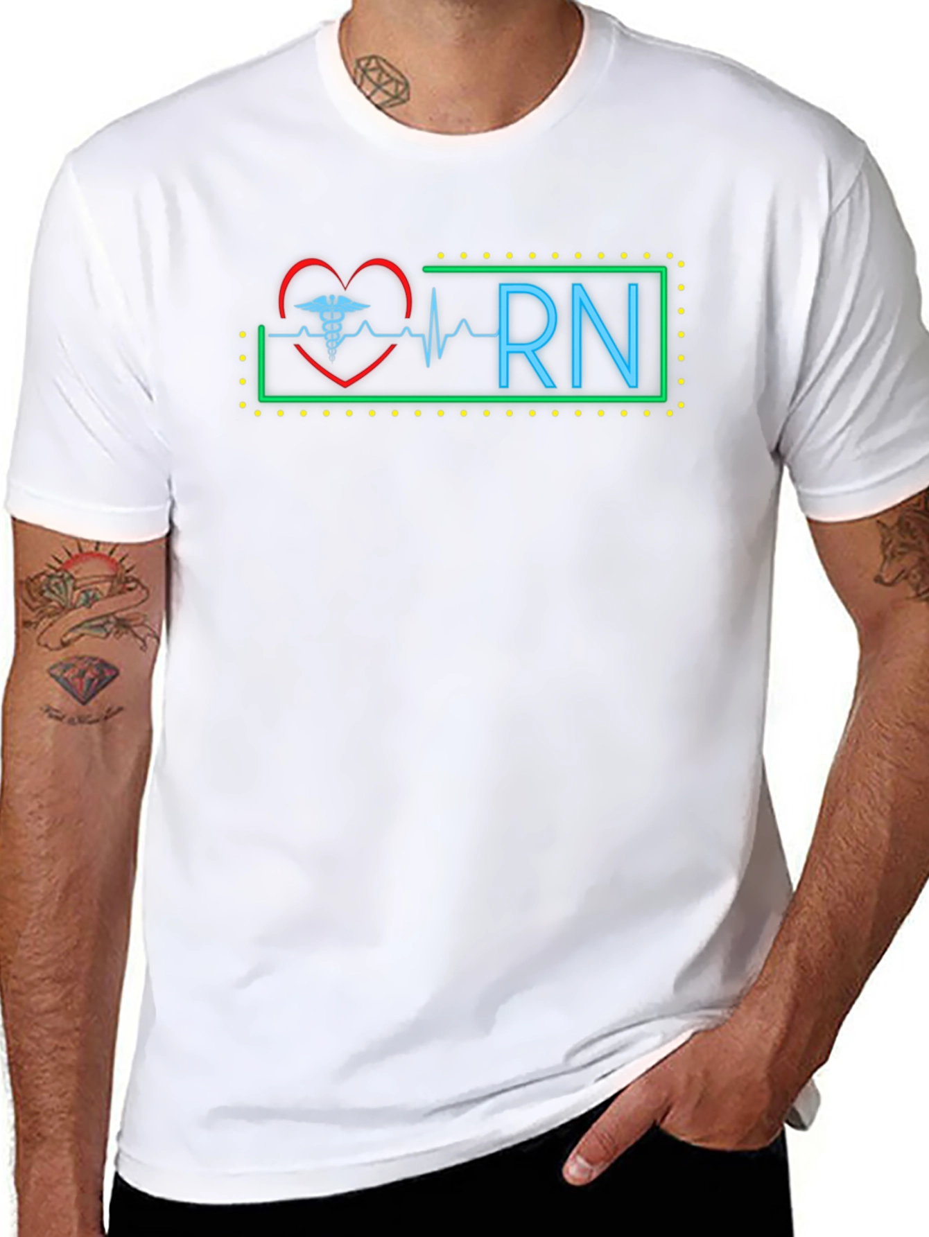 RN Nurse Heartbeat Graphic T-Shirt