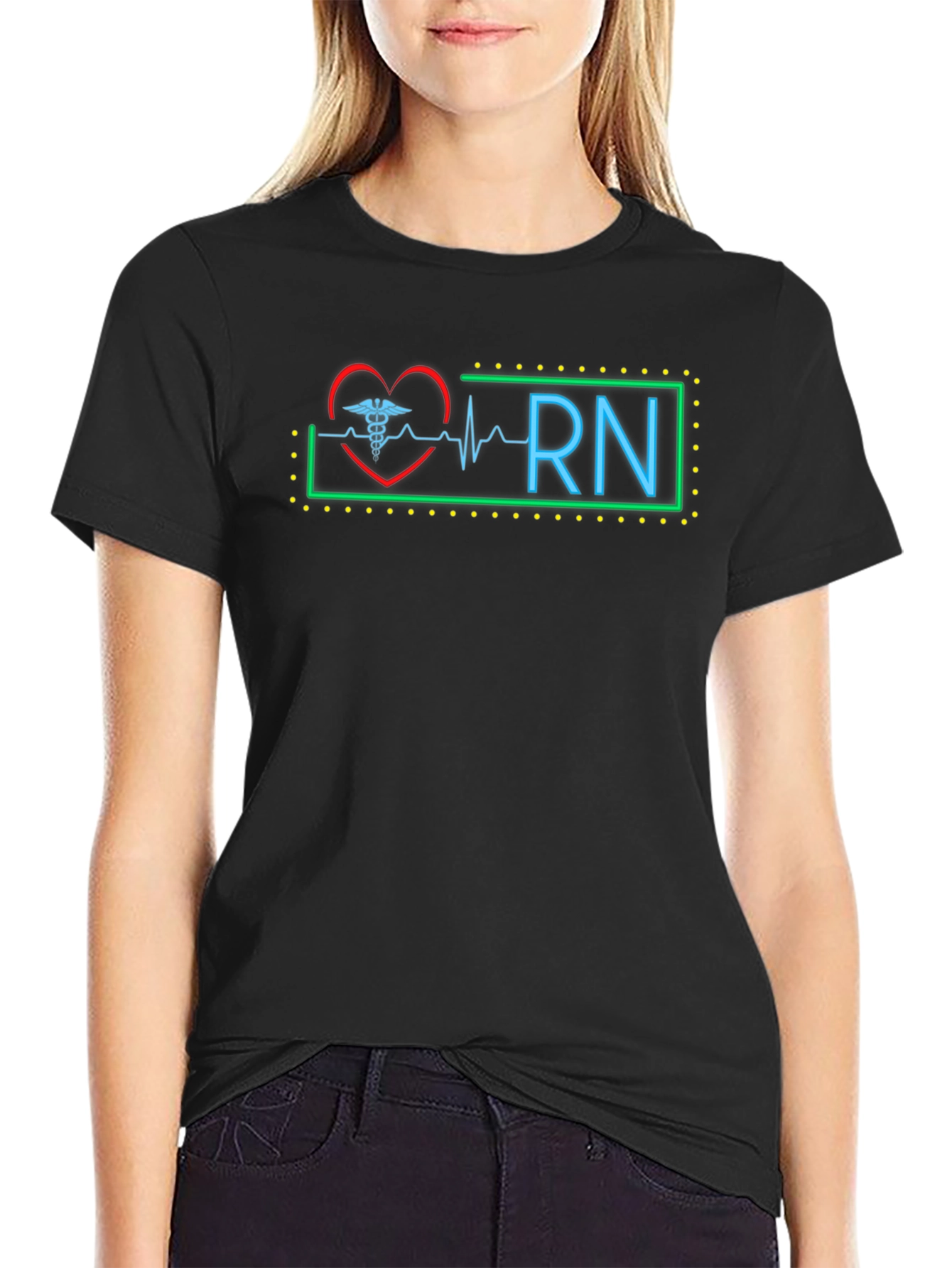 RN Nurse Heartbeat Graphic T-Shirt