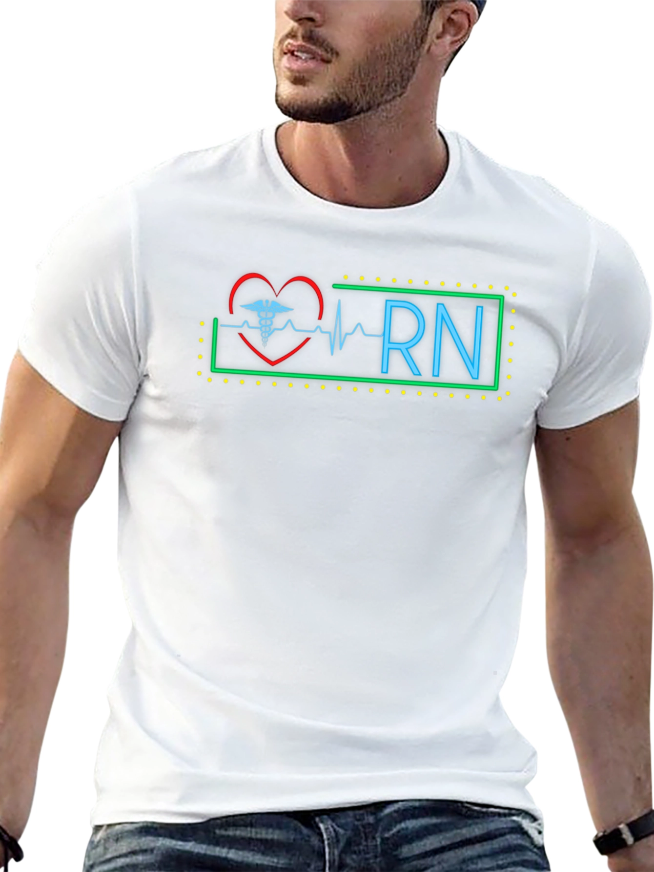 RN Nurse Heartbeat Graphic T-Shirt
