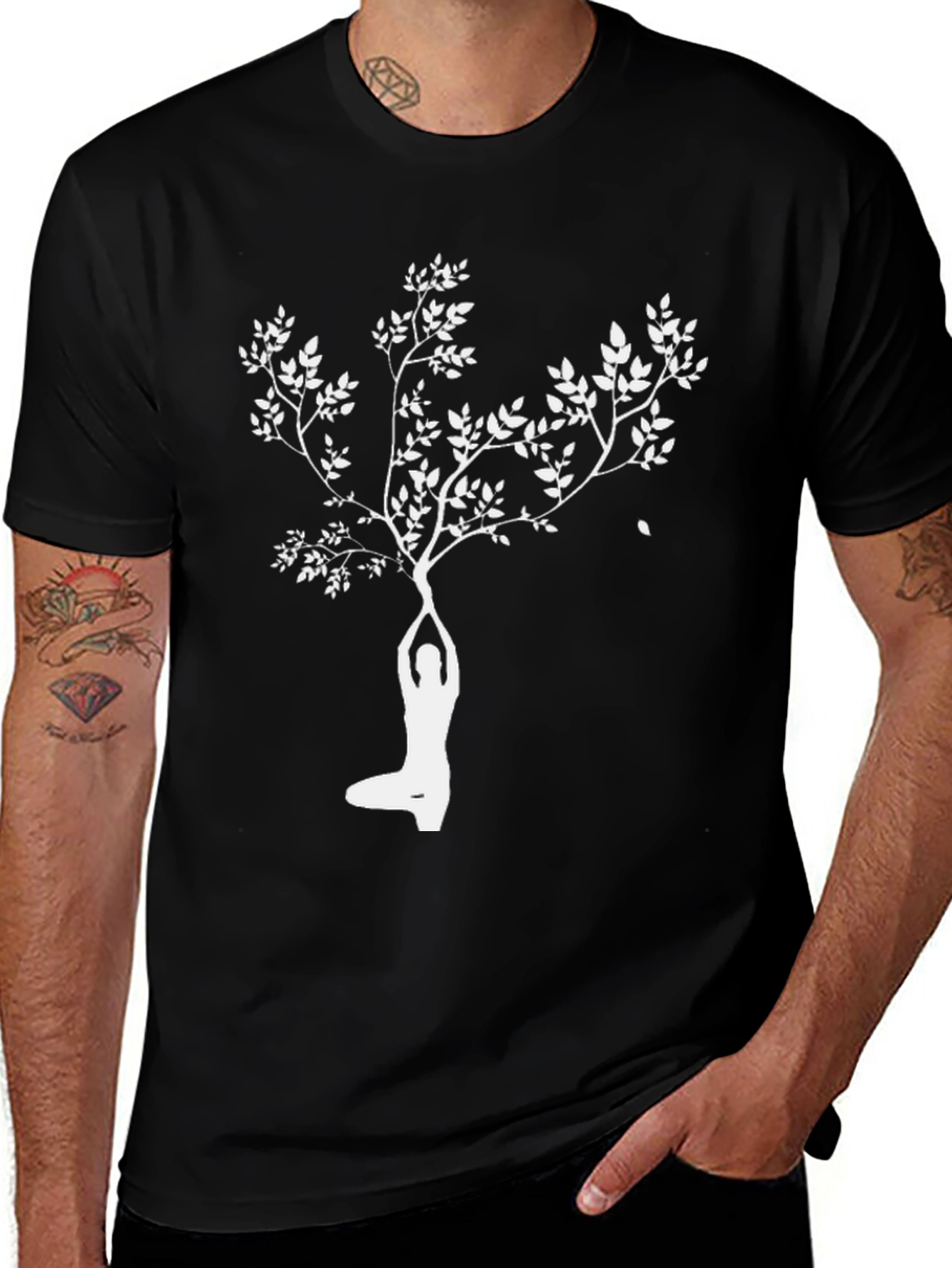 Yoga Tree Black Tee - Spiritual Graphic Shirt