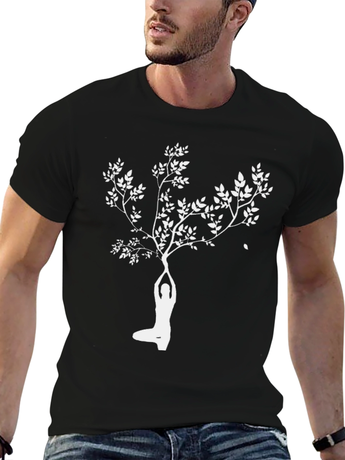 Yoga Tree Black Tee - Spiritual Graphic Shirt