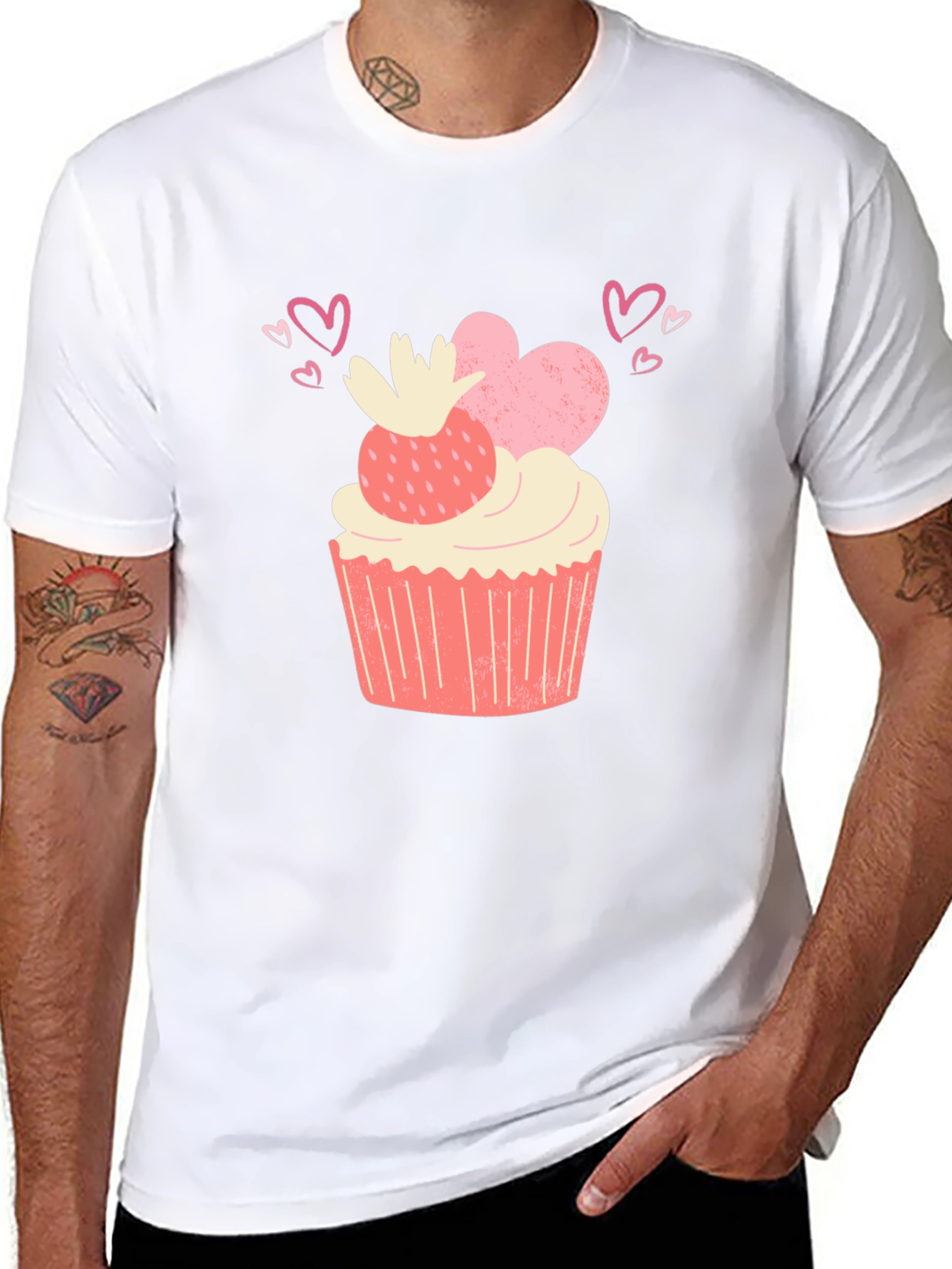 Sweet Treat Tee - Cupcake & Hearts Graphic T-Shirt