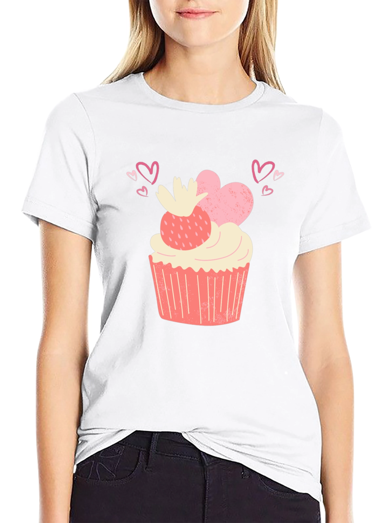 Sweet Treat Tee - Cupcake & Hearts Graphic T-Shirt