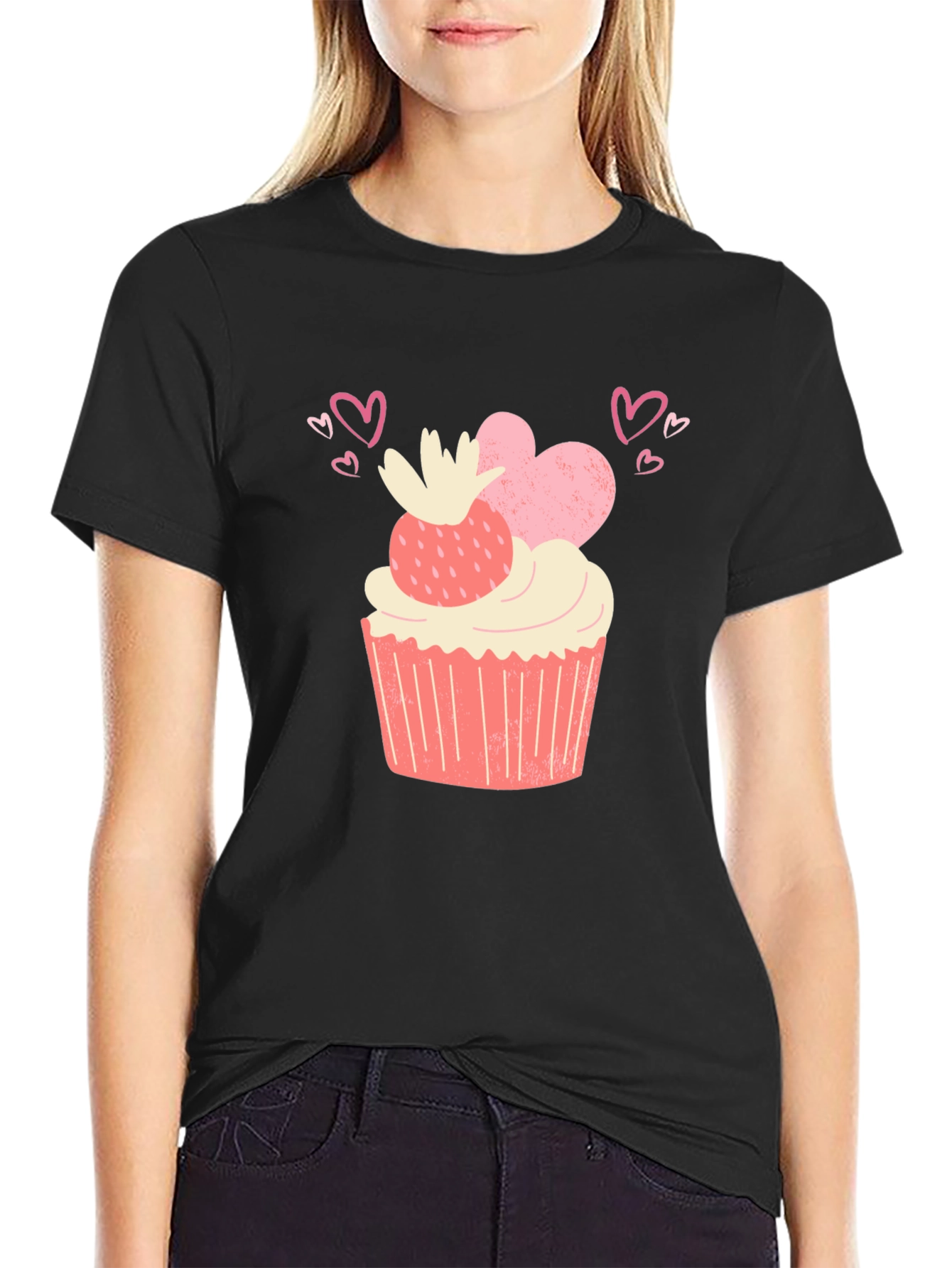 Sweet Treat Tee - Cupcake & Hearts Graphic T-Shirt