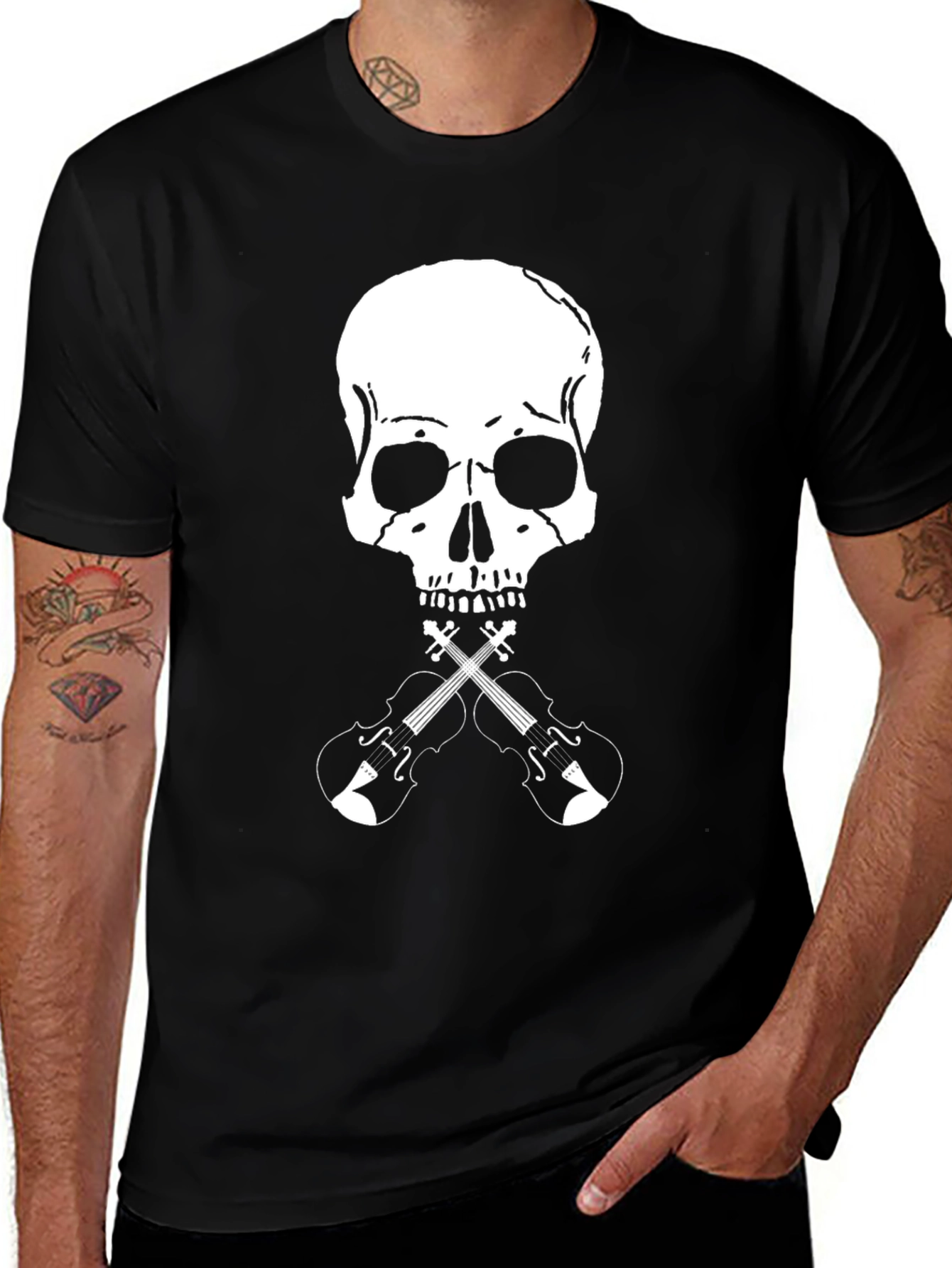 Skull & Violins Graphic Tee - Rocker Style