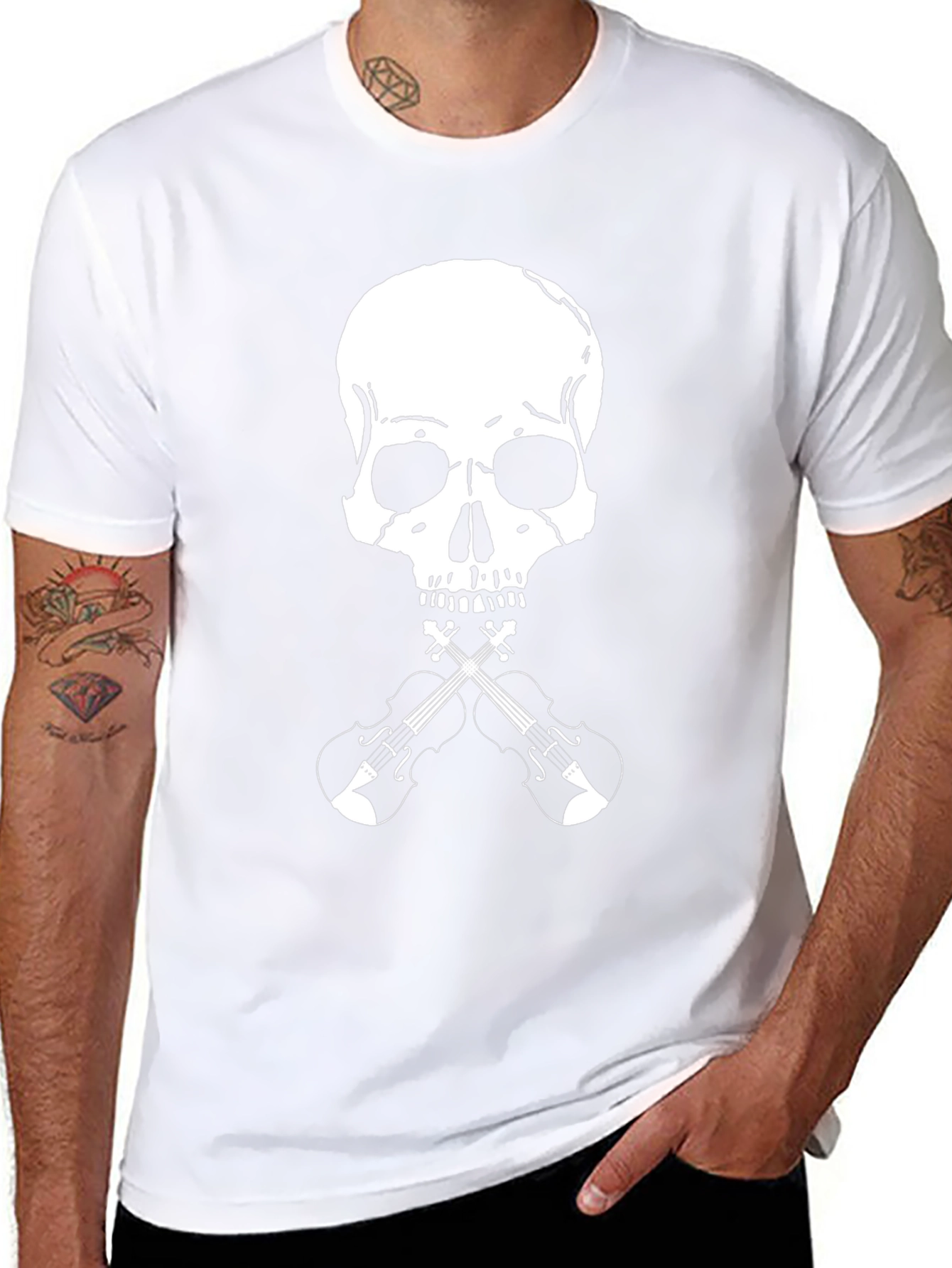 Skull & Violins Graphic Tee - Rocker Style