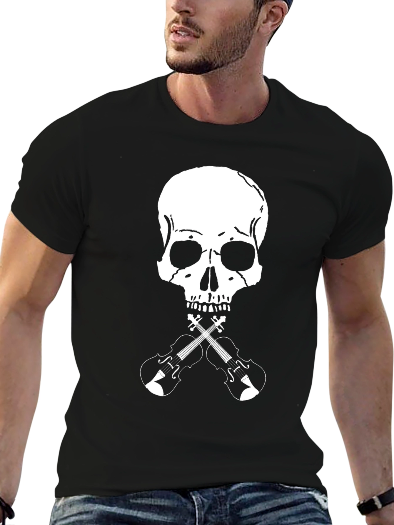 Skull & Violins Graphic Tee - Rocker Style