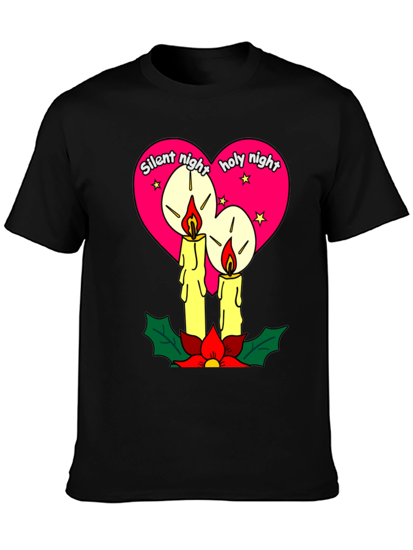 Silent Night Holy Night Christmas Candle T-Shirt