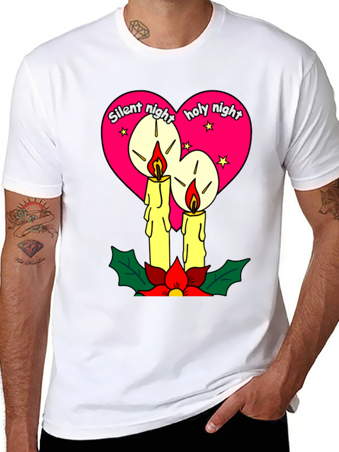 Silent Night Holy Night Christmas Candle T-Shirt