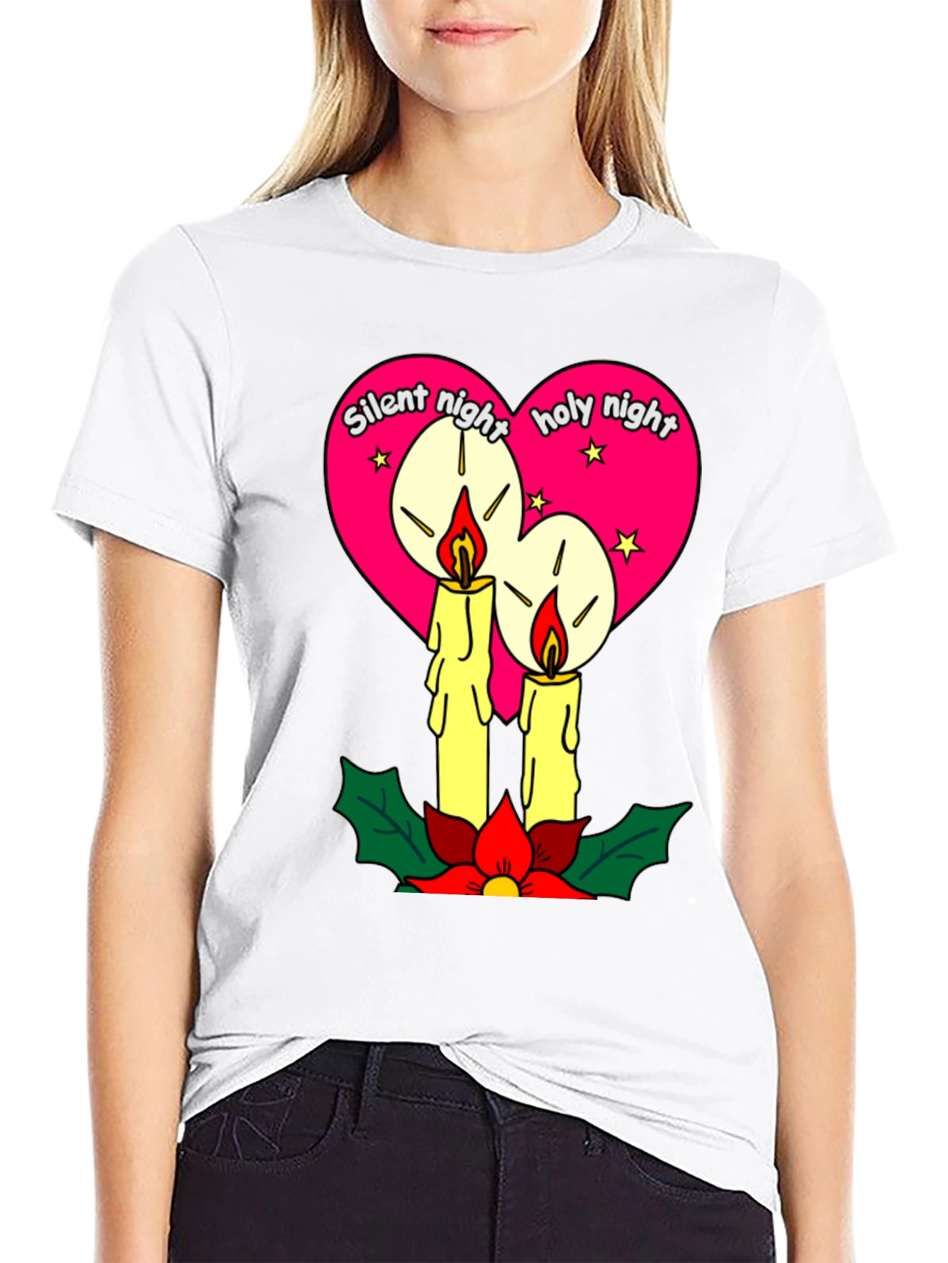 Silent Night Holy Night Christmas Candle T-Shirt