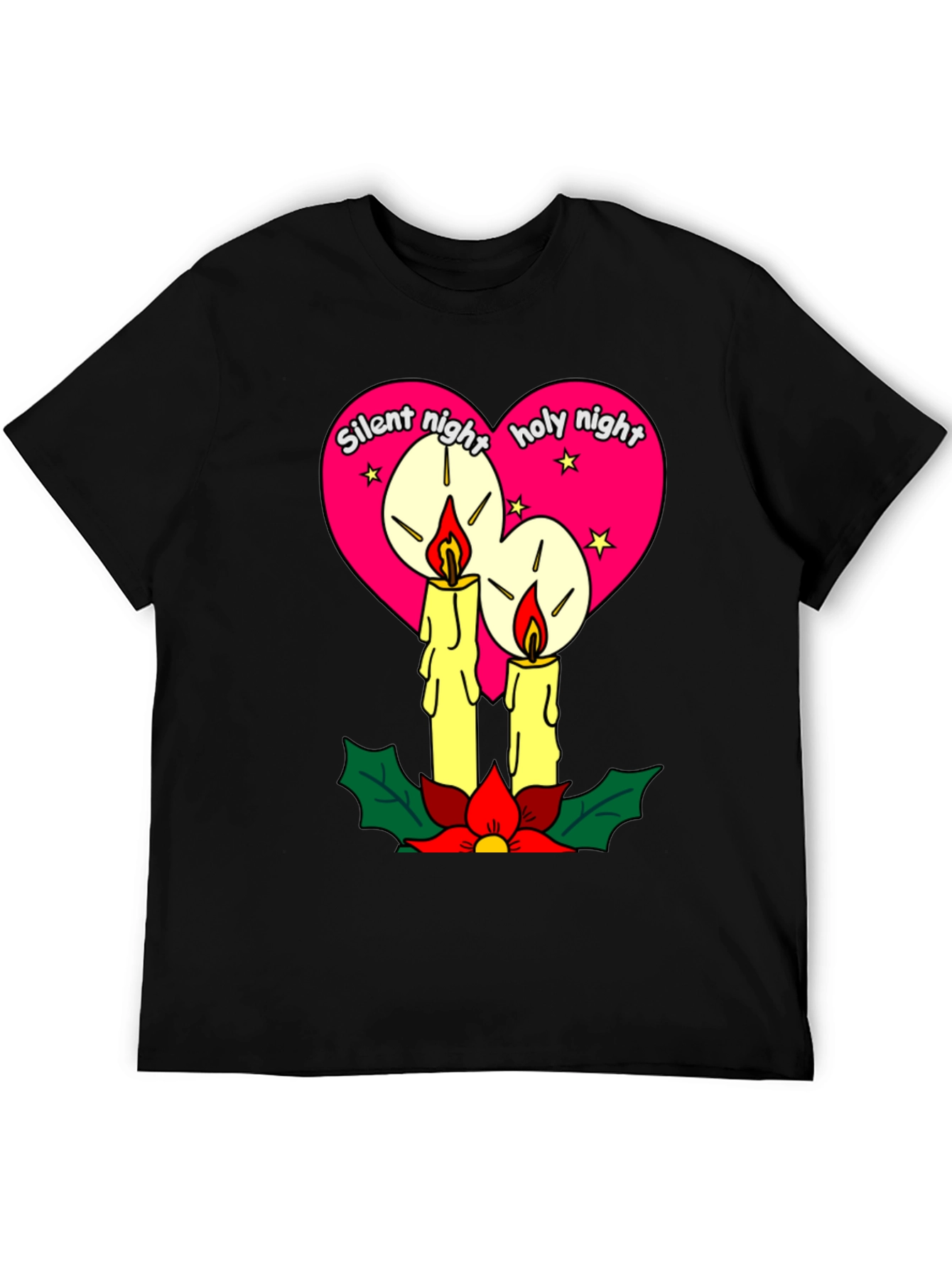 Silent Night Holy Night Christmas Candle T-Shirt