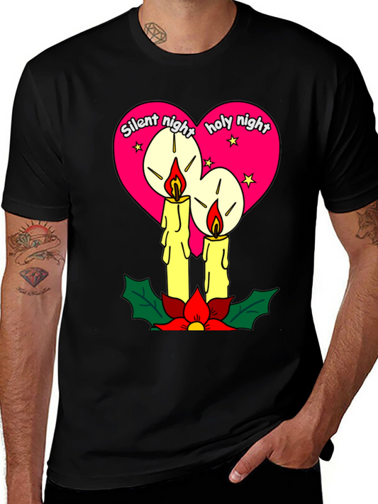 Silent Night Holy Night Christmas Candle T-Shirt