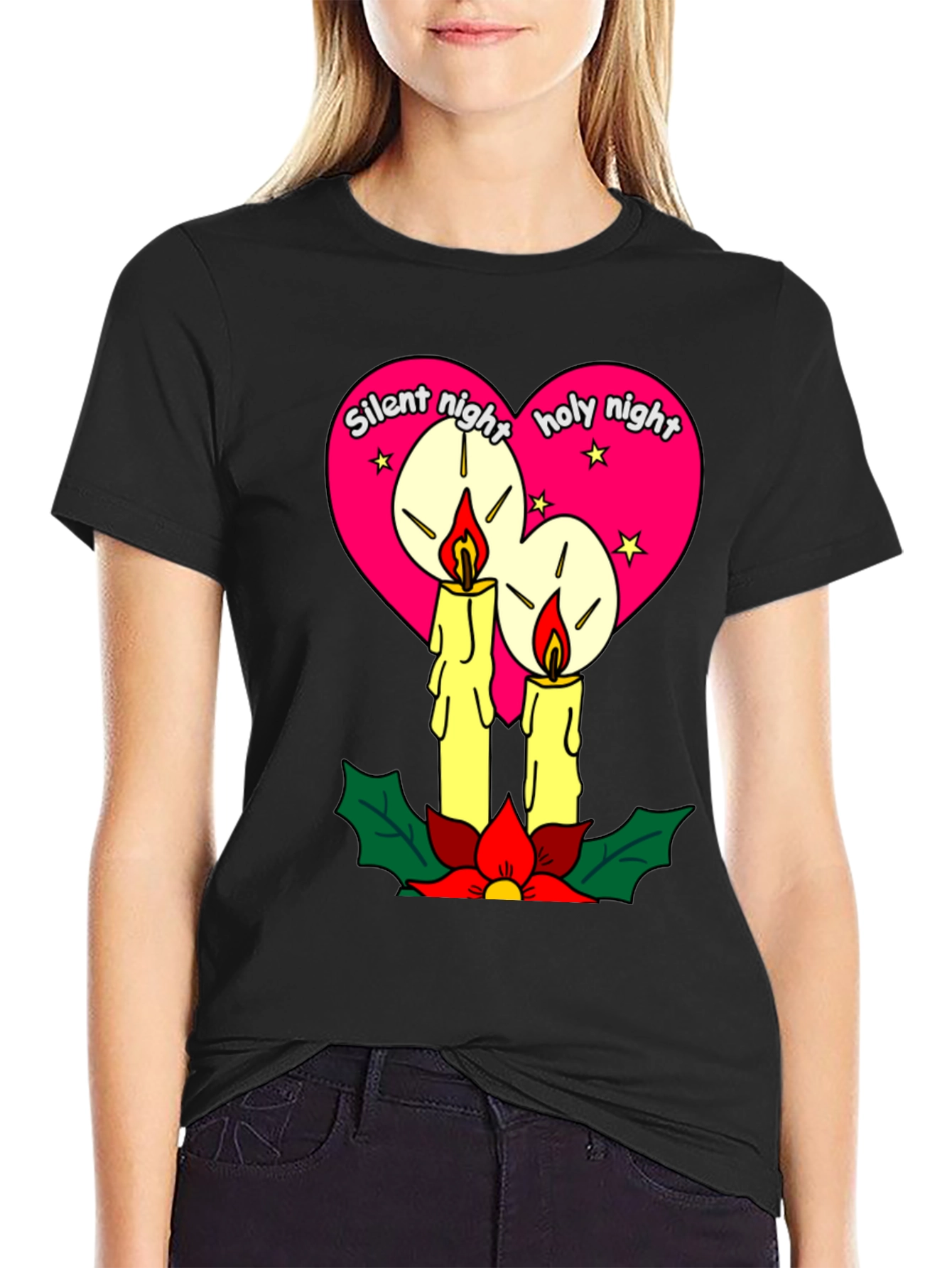 Silent Night Holy Night Christmas Candle T-Shirt
