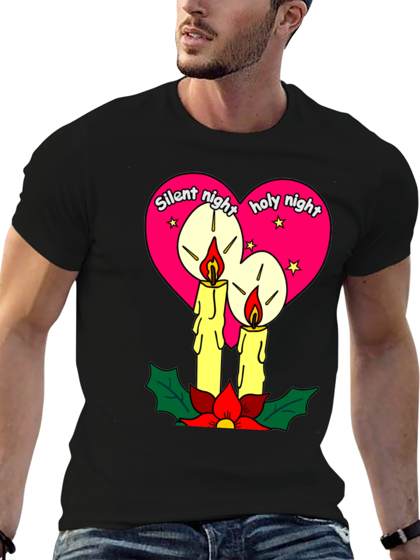 Silent Night Holy Night Christmas Candle T-Shirt