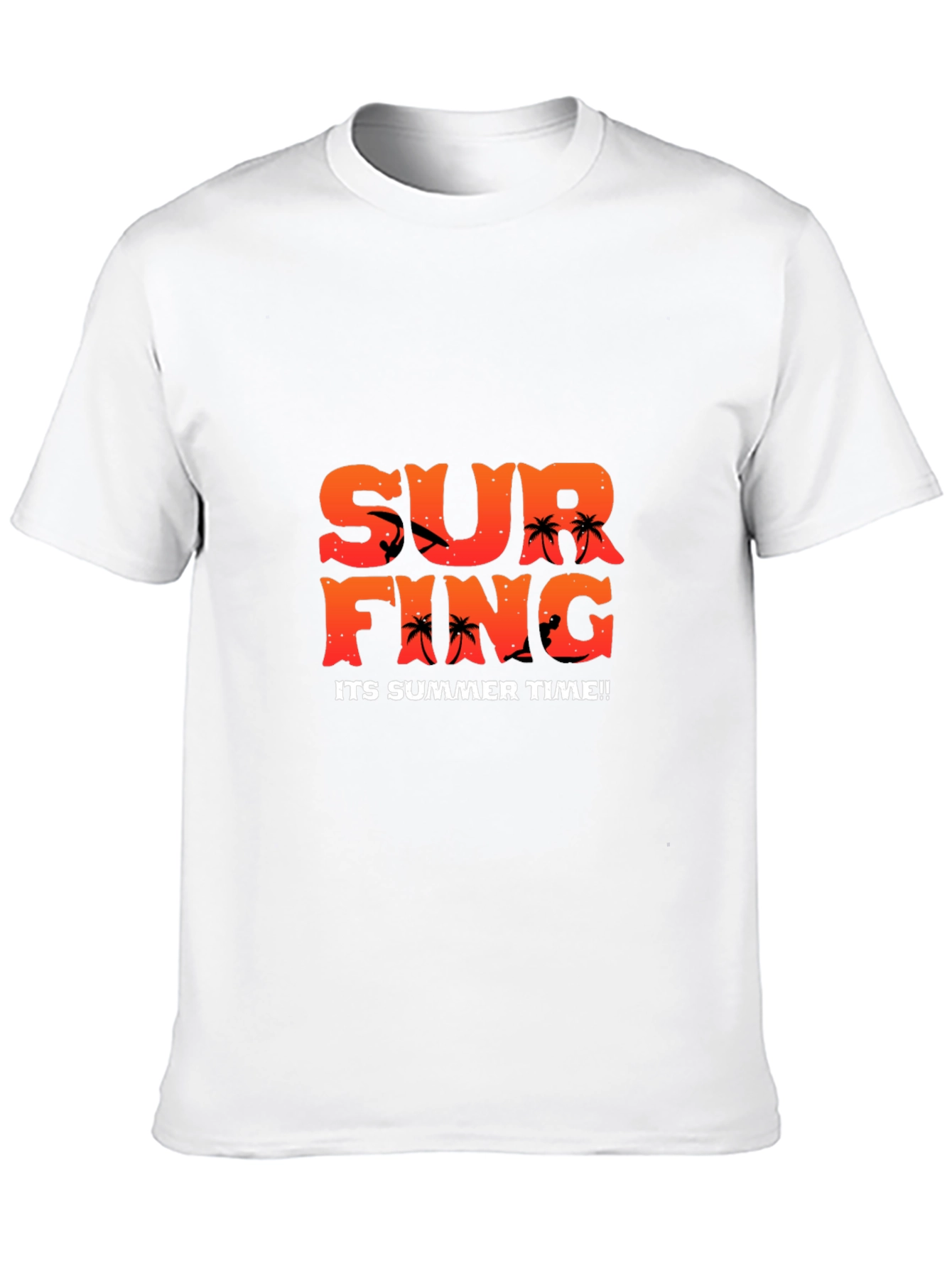 Summer Surfing Graphic Tee - Black Cotton T-Shirt