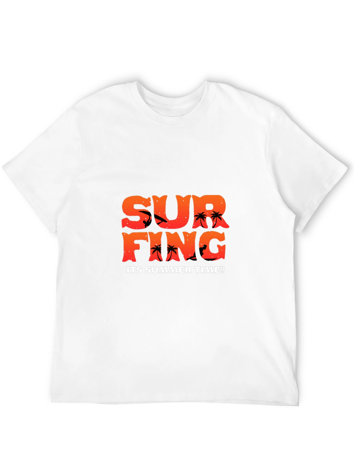 Summer Surfing Graphic Tee - Black Cotton T-Shirt