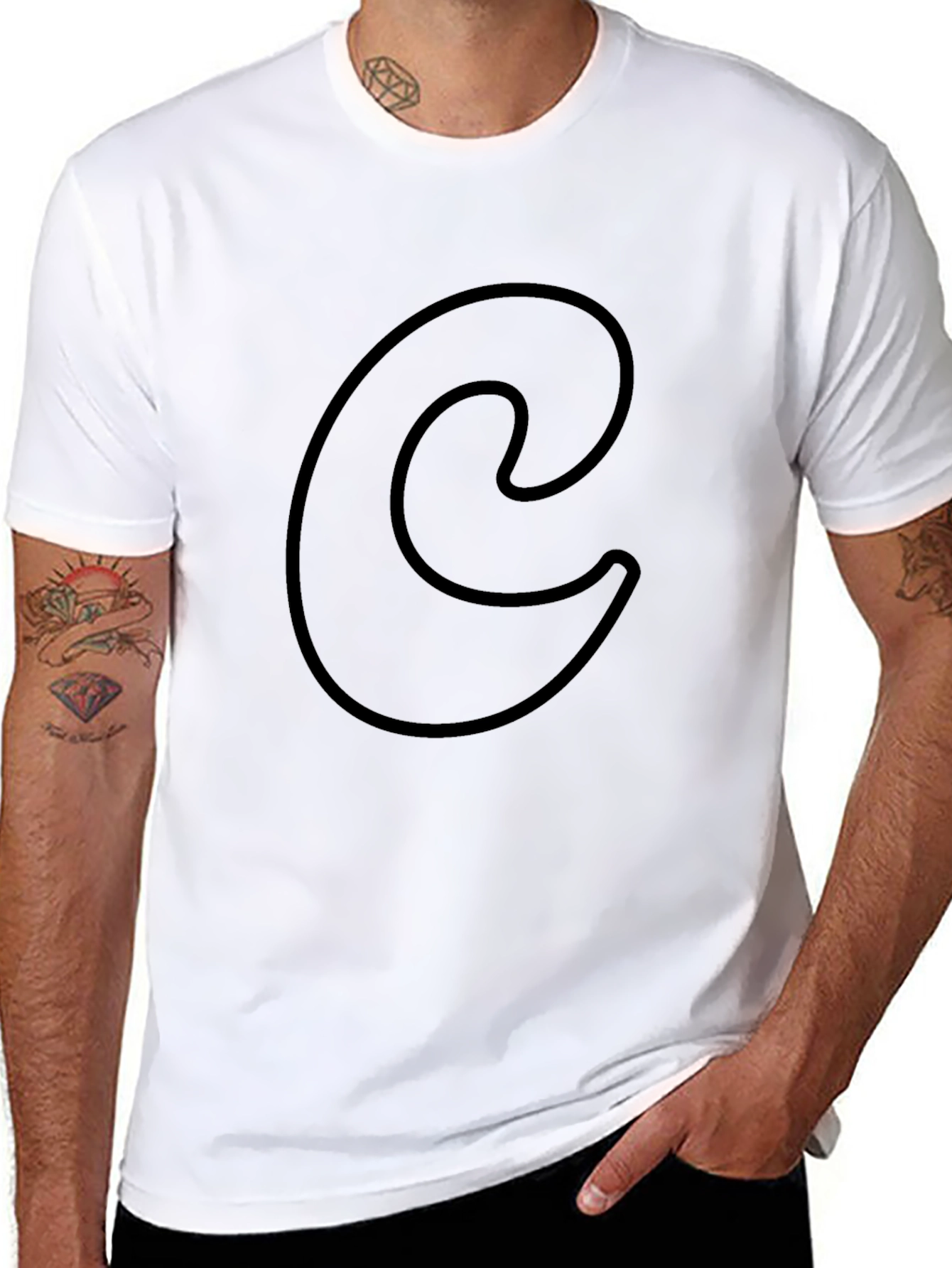 Black Letter C Graphic Tee - Casual Comfort