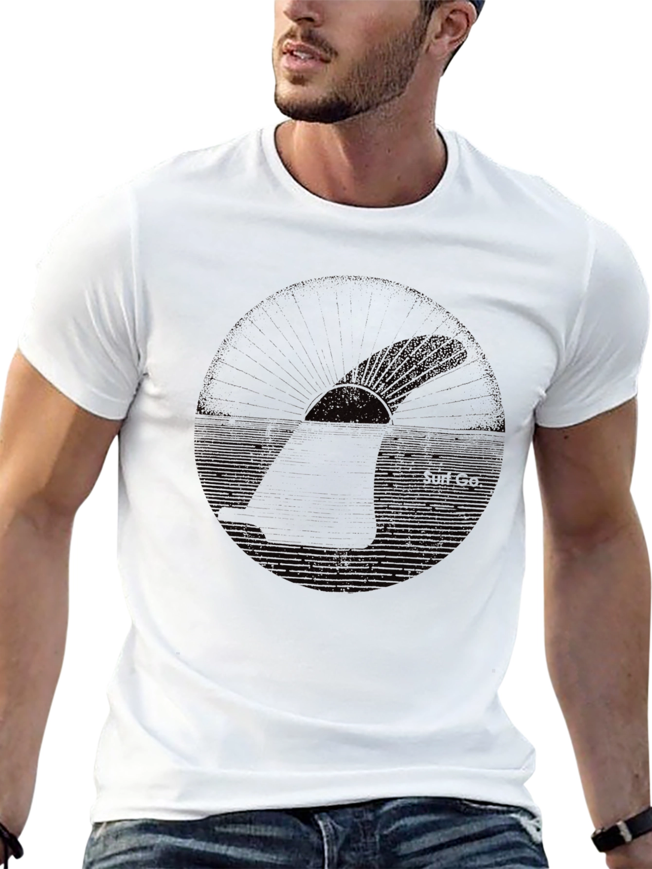 Black Graphic T-Shirt - Shark Design