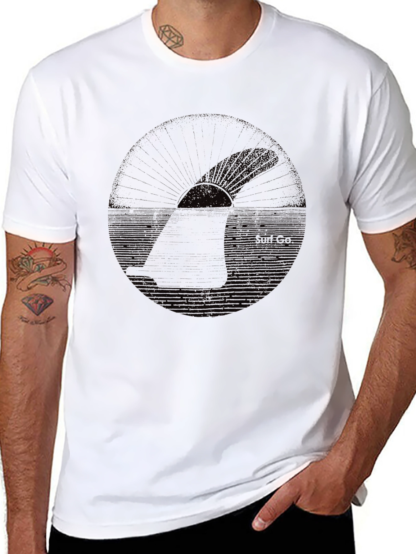 Black Graphic T-Shirt - Shark Design