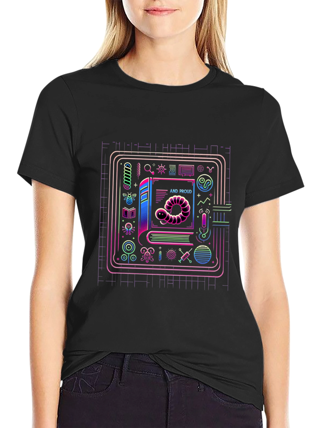 Scientist Worm and Proud Black T-Shirt