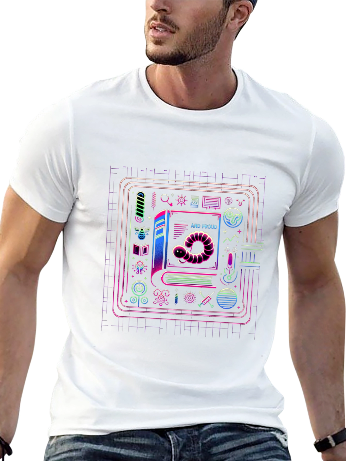 Scientist Worm and Proud Black T-Shirt