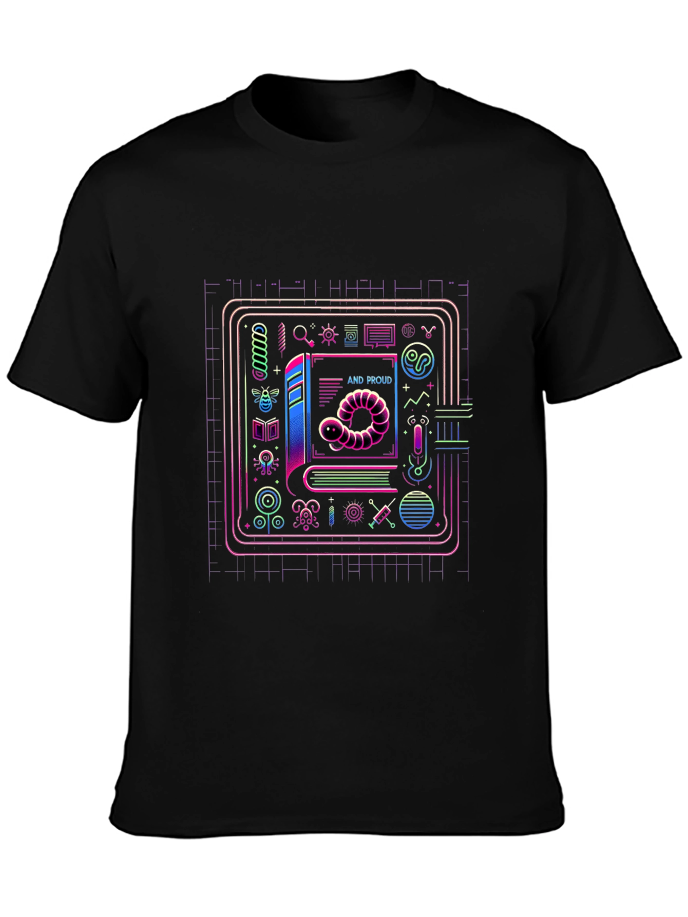 Scientist Worm and Proud Black T-Shirt