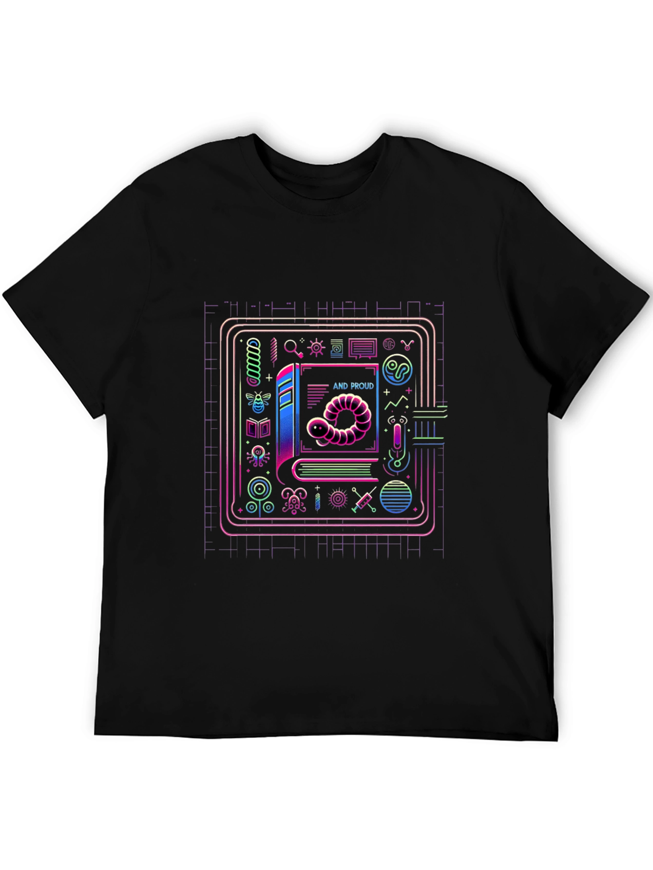 Scientist Worm and Proud Black T-Shirt